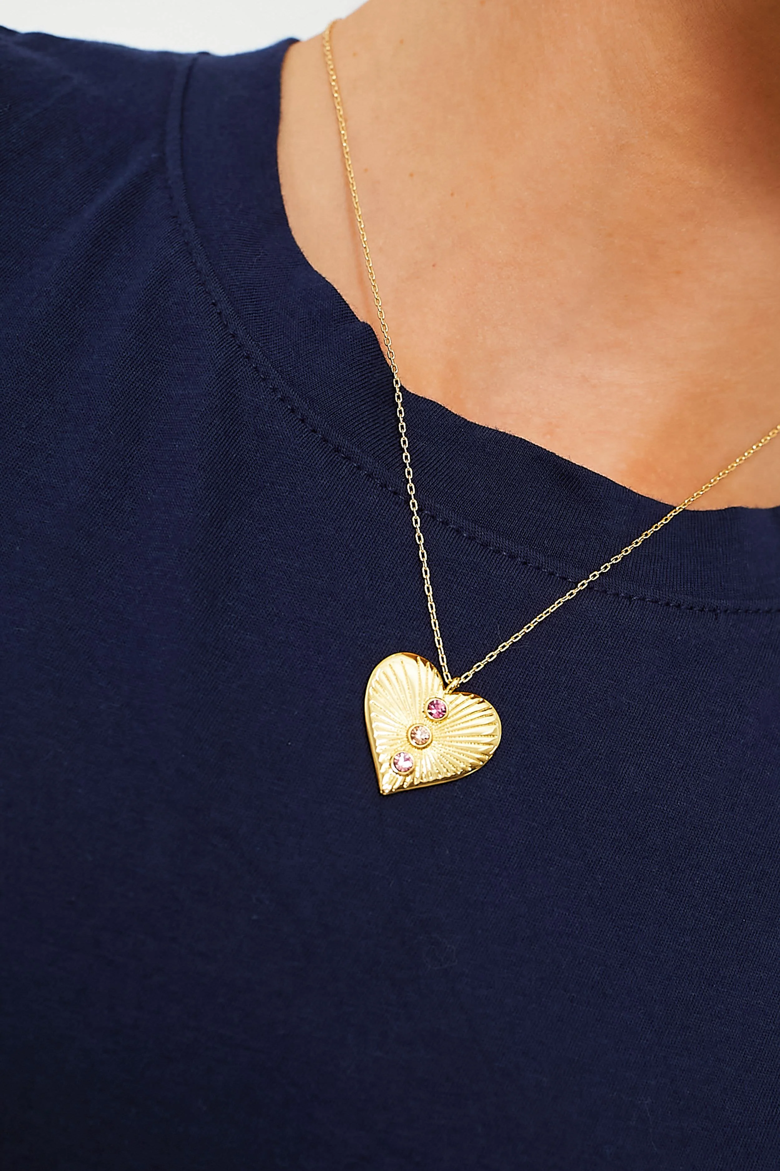Gold Bezel Stones Pendant Necklace - Image 3