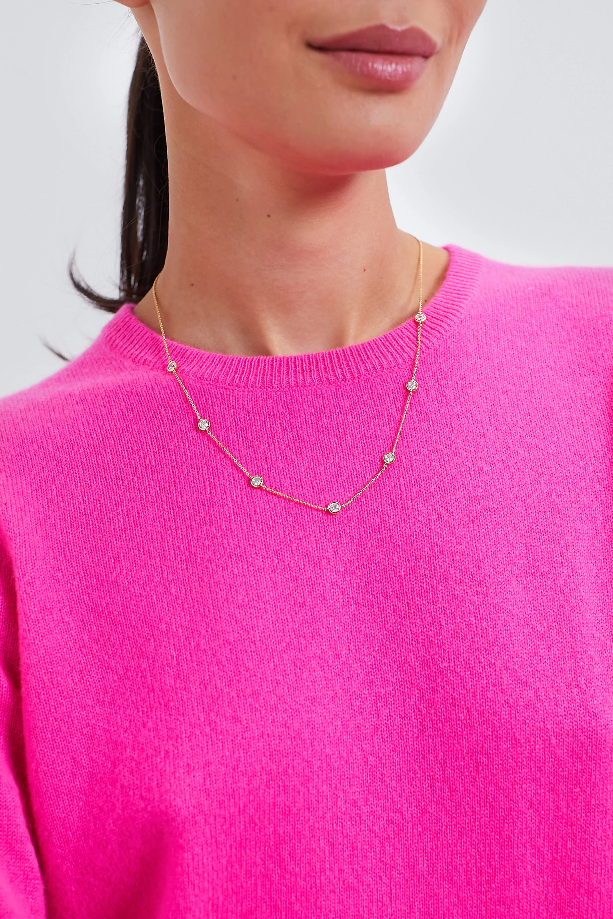 Gold Bezel Strand Necklace - Image 2
