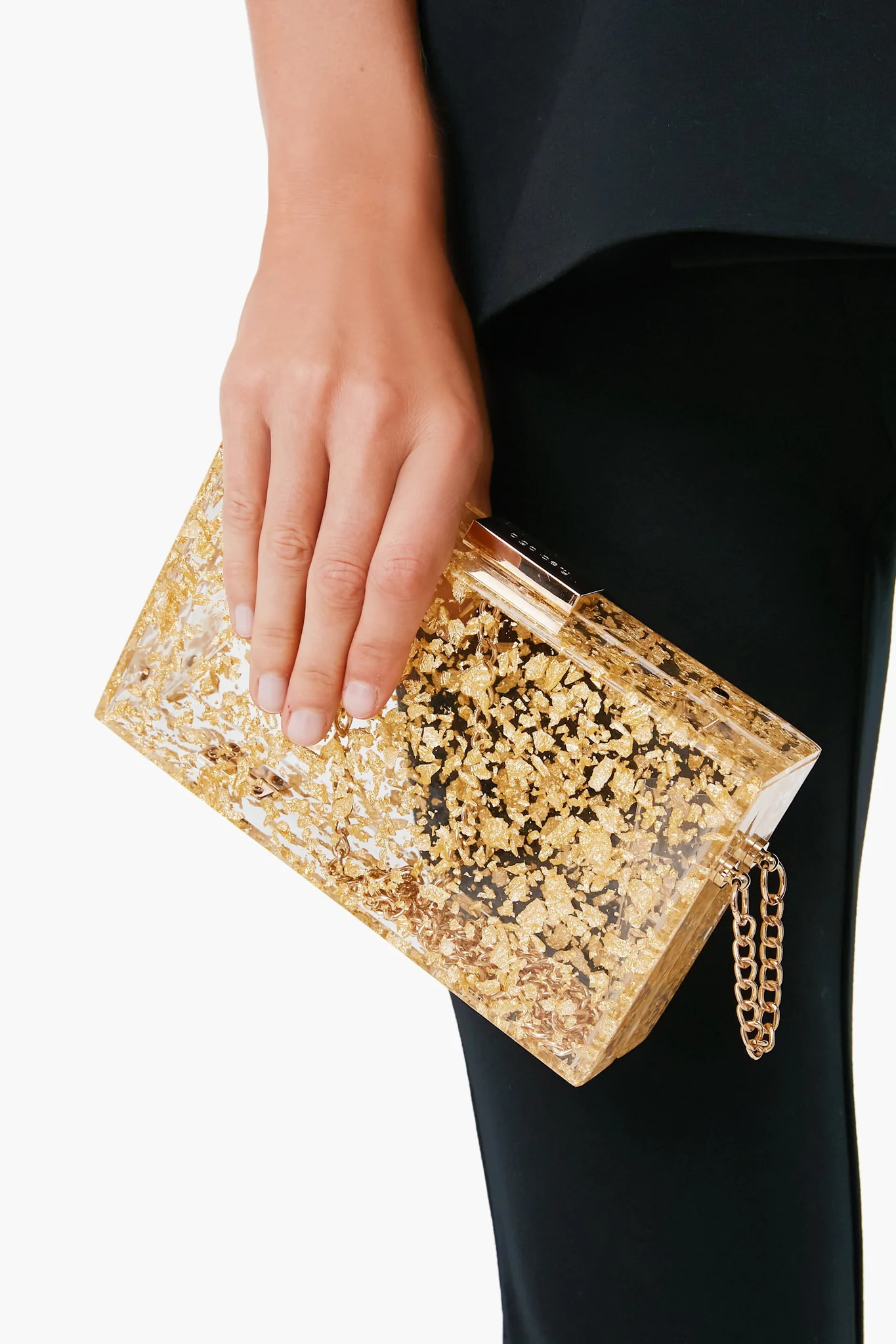Gold Carmella Metallic Foil Box Clutch - Image 2