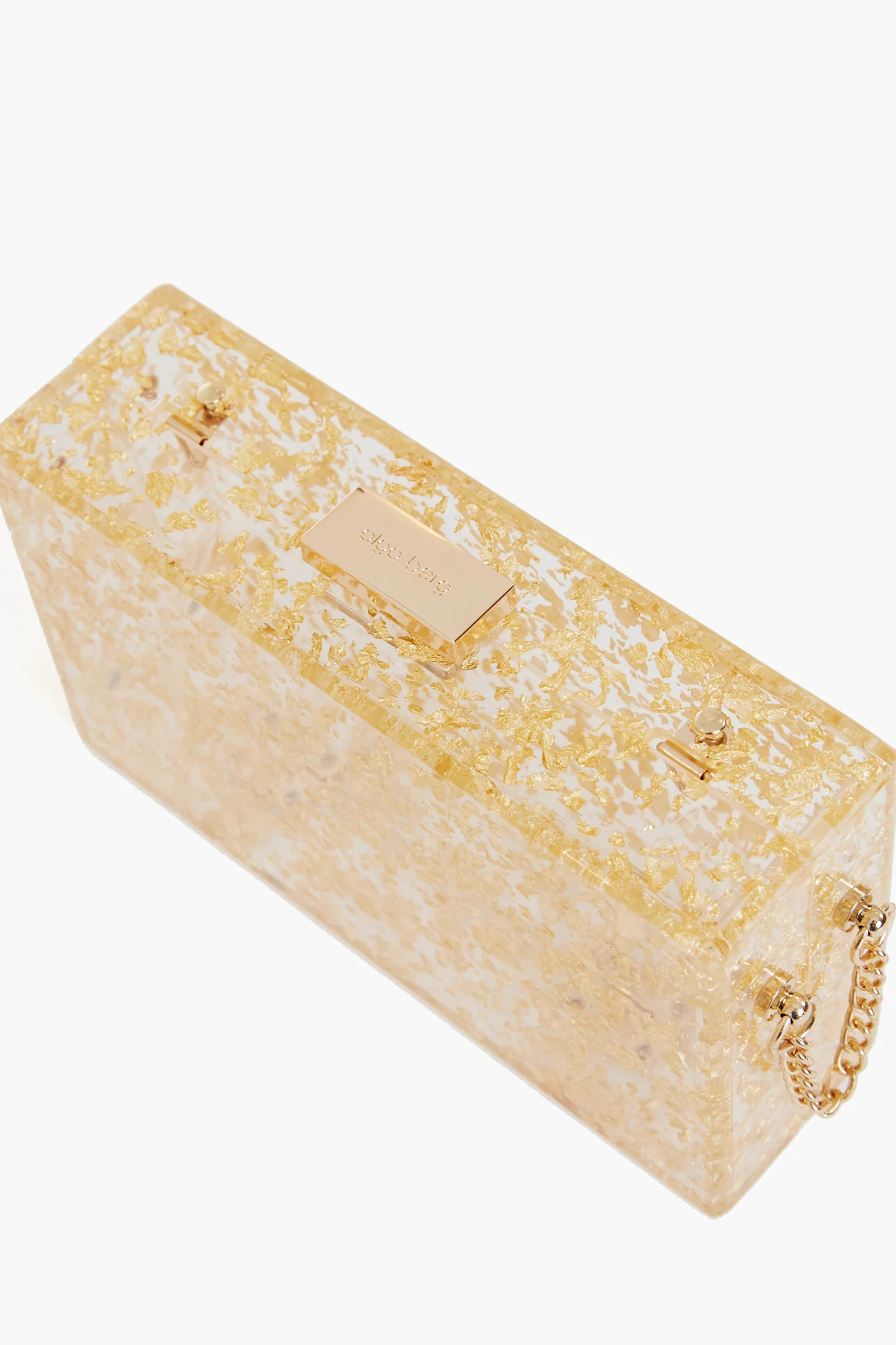 Gold Carmella Metallic Foil Box Clutch - Image 6