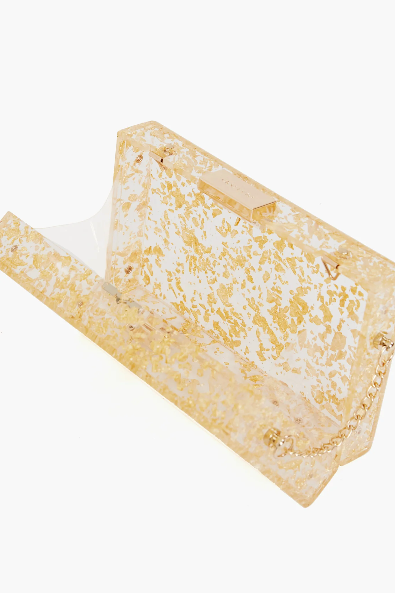 Gold Carmella Metallic Foil Box Clutch - Image 7