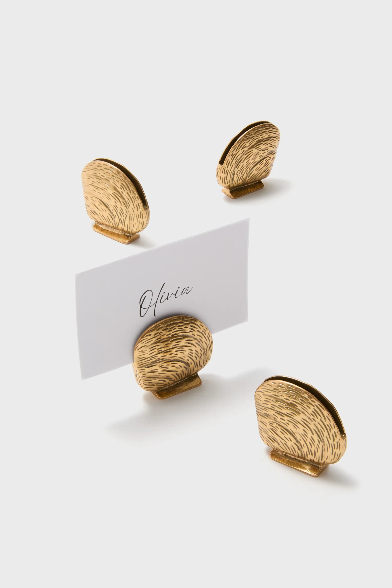Gold Clam Shell Place Card Holders Set of 4 - Image 4