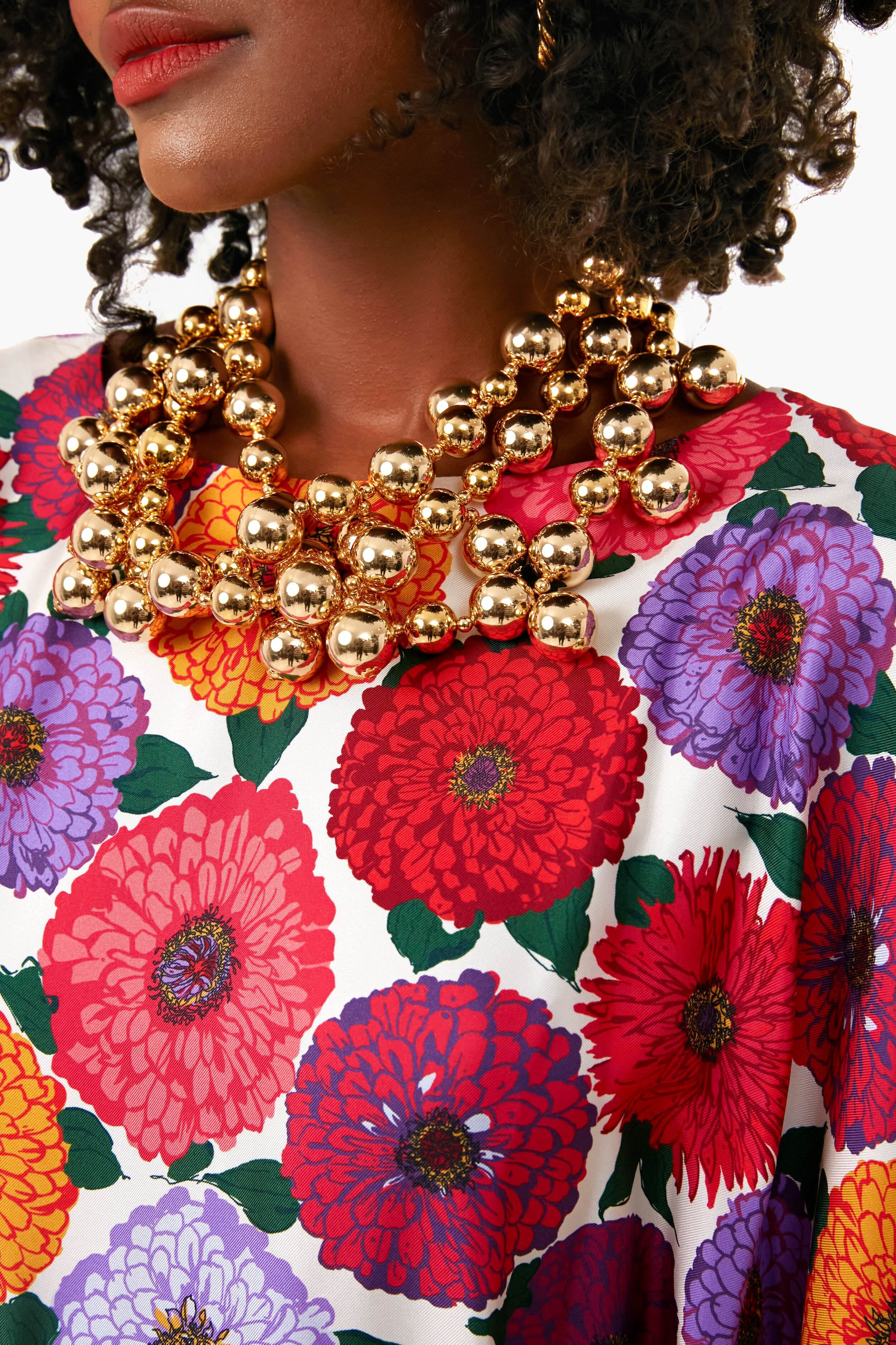 Gold Cluster Drops Necklace - Image 2