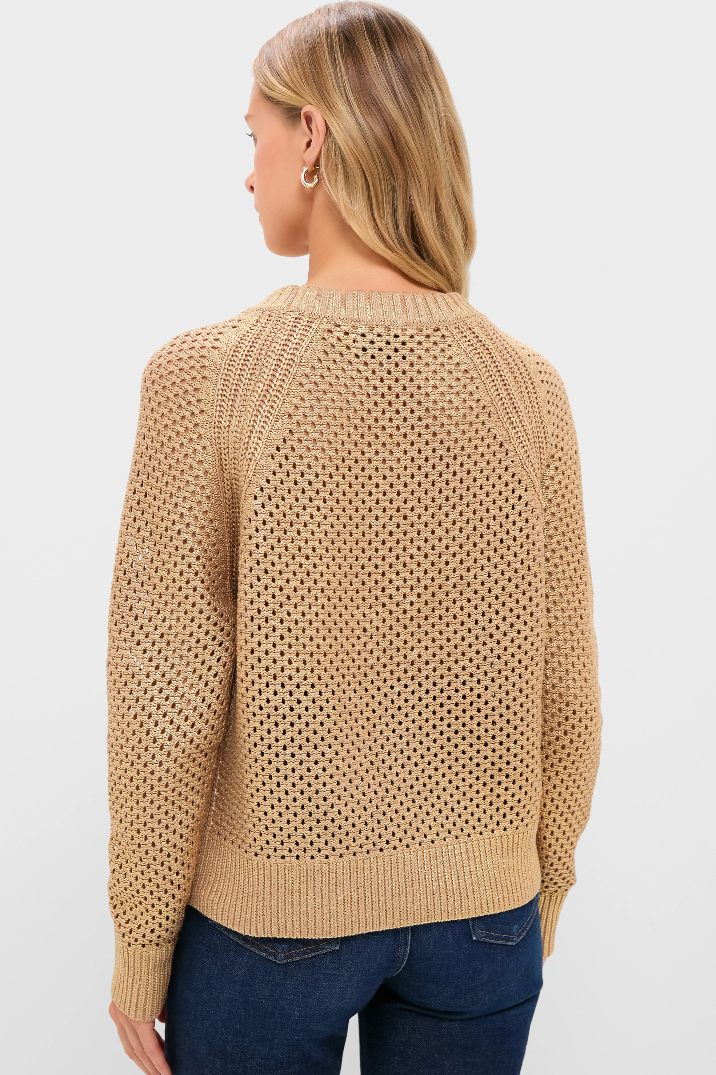 Gold Crochet Aspen Crewneck Sweater - Image 4