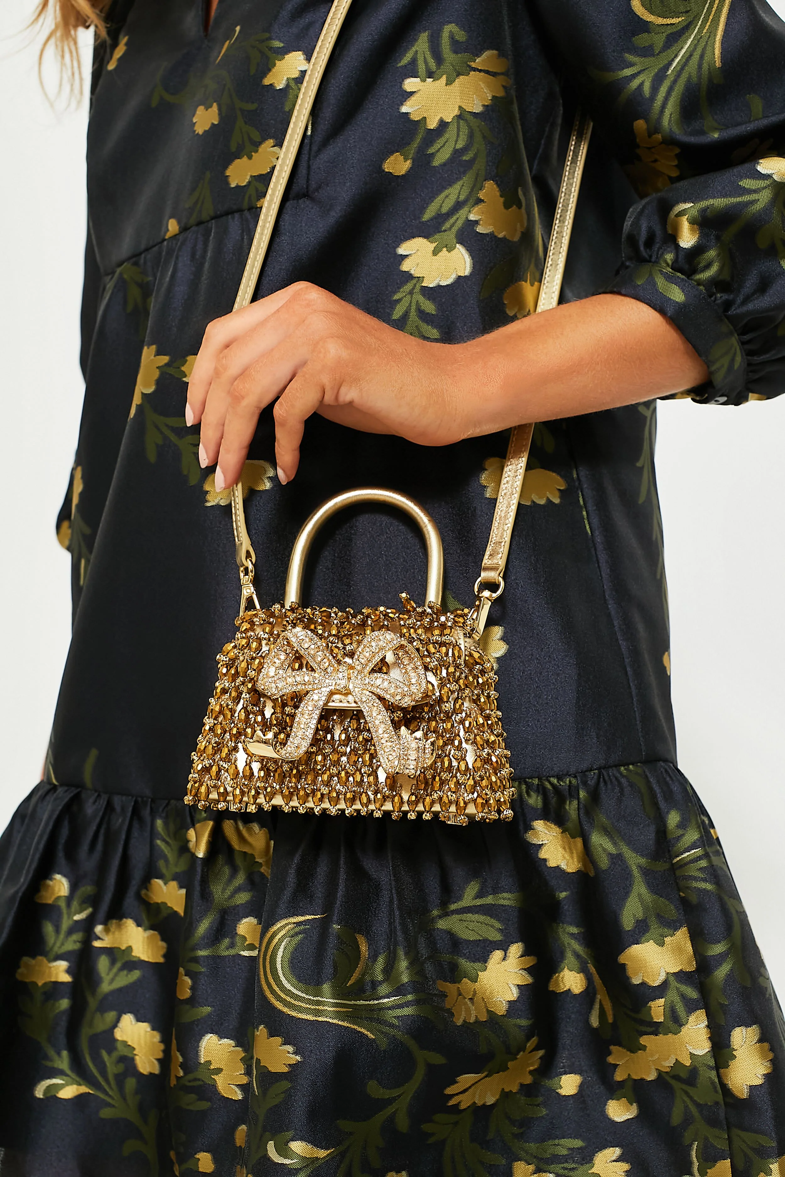Gold Crystal Embroidery Micro Bag - Image 3