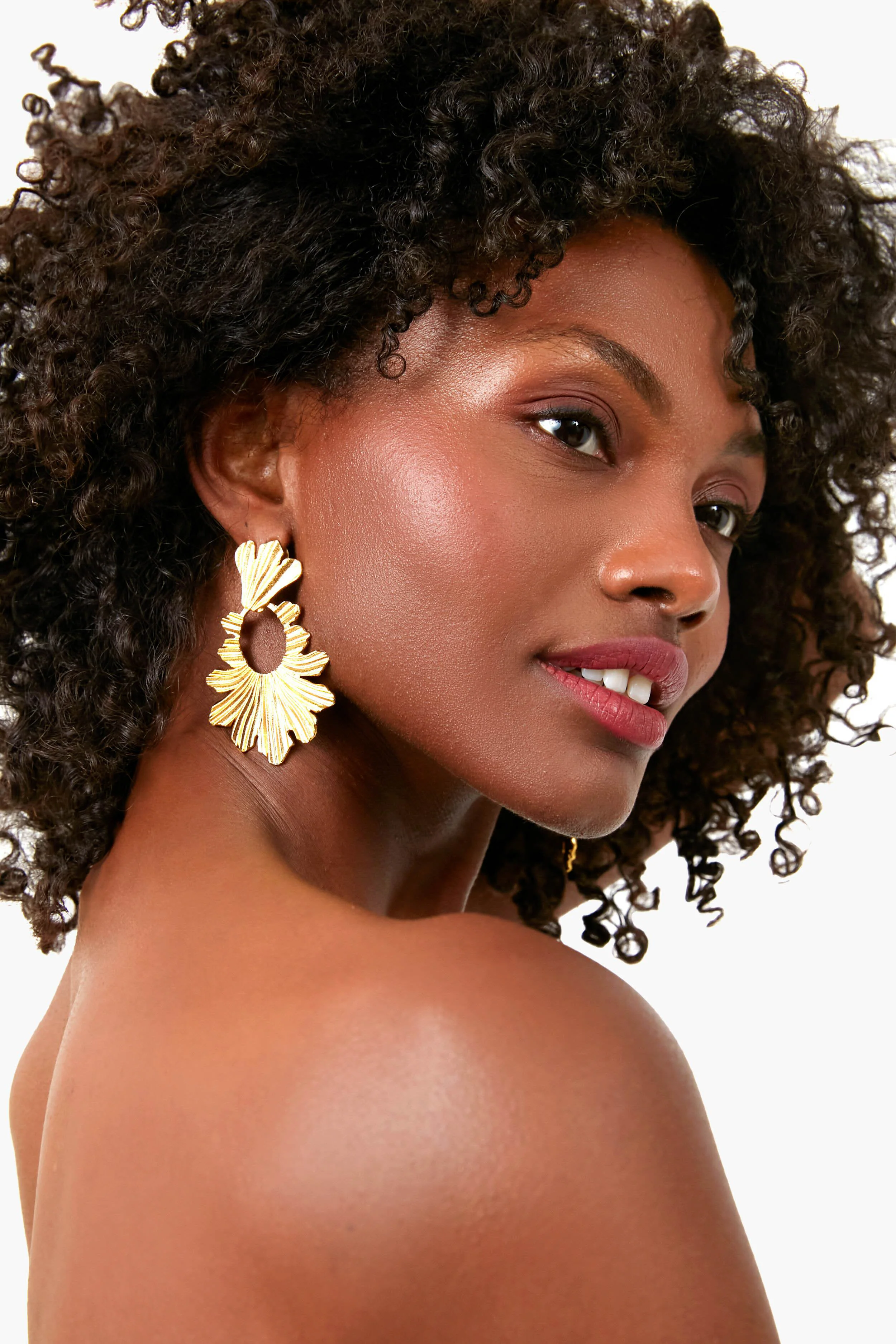 Gold Fleur Earrings - Image 2