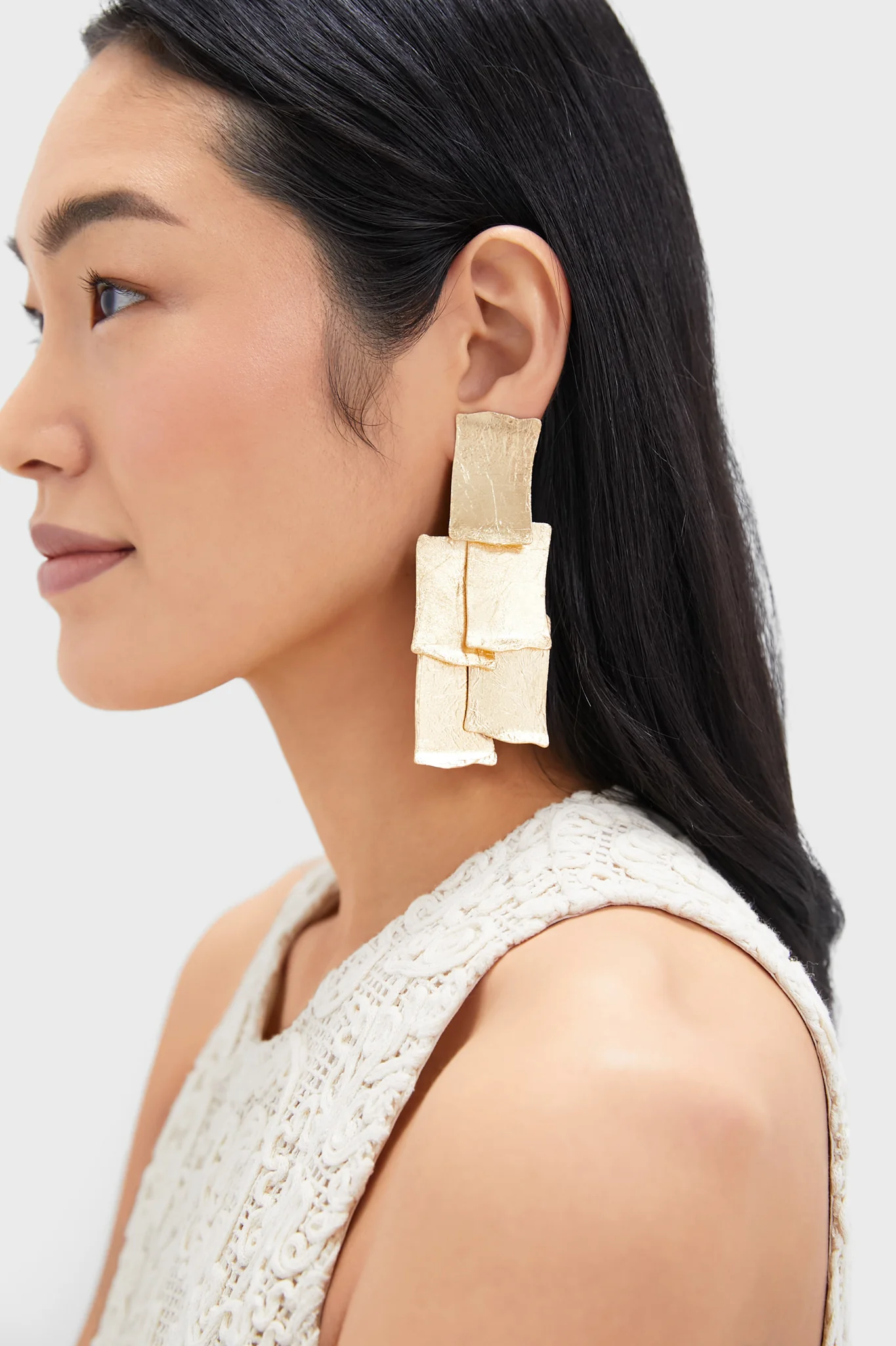 Gold Foiled Wood Brooklyn Earrings - Image 2