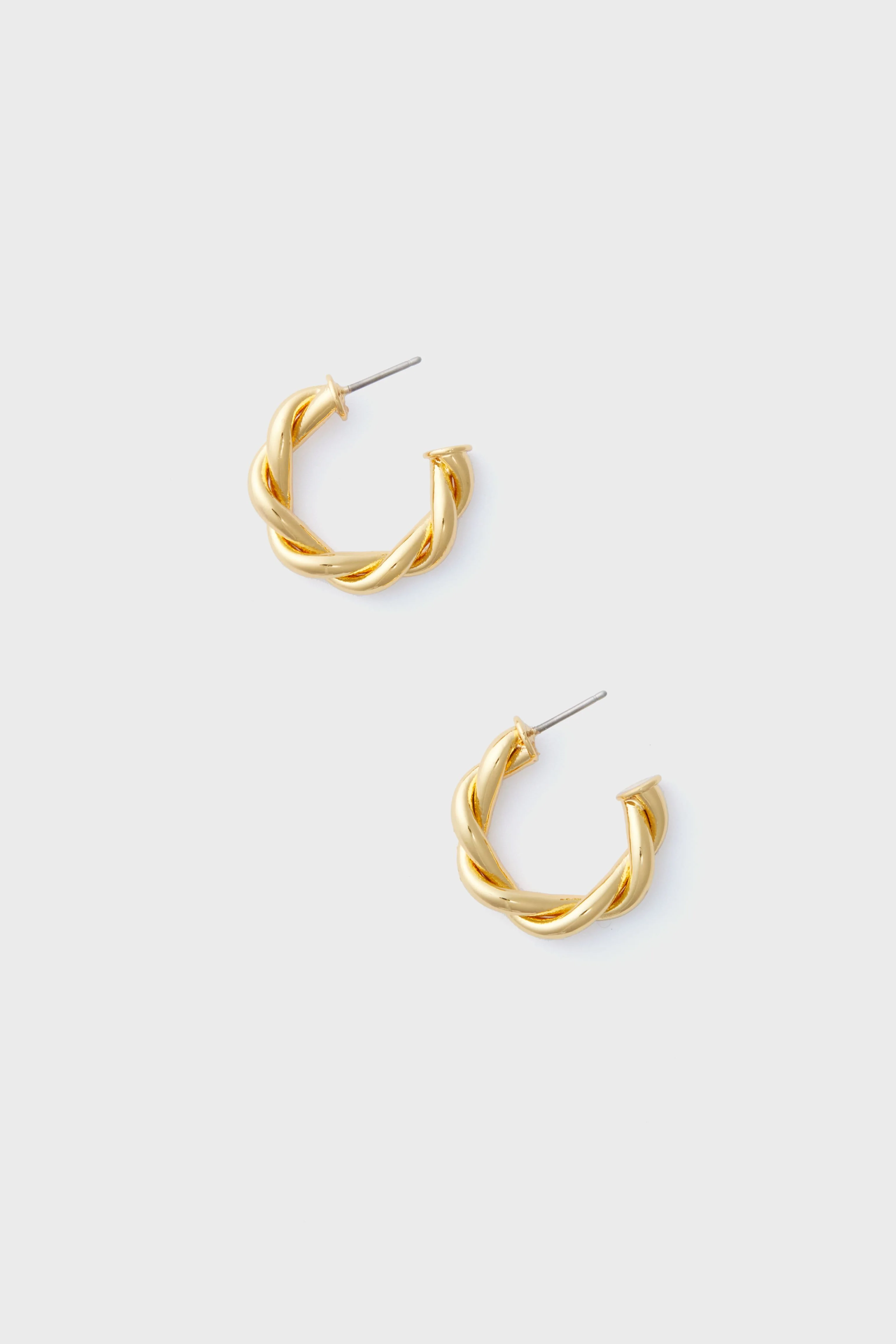Gold French Twist Mini Hoop Earrings - Image 3