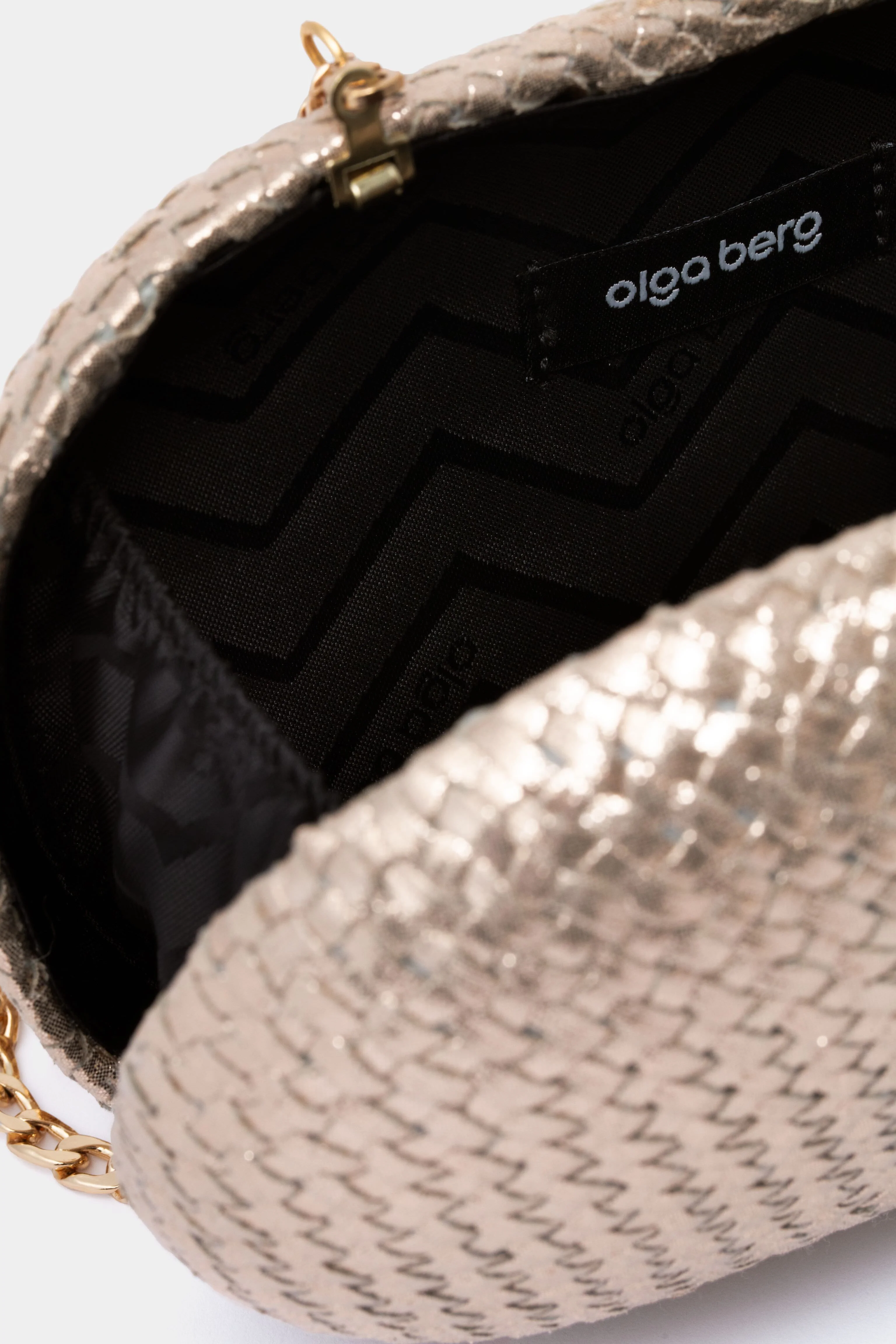 Gold Lucia Woven Oval Clutch - Image 5