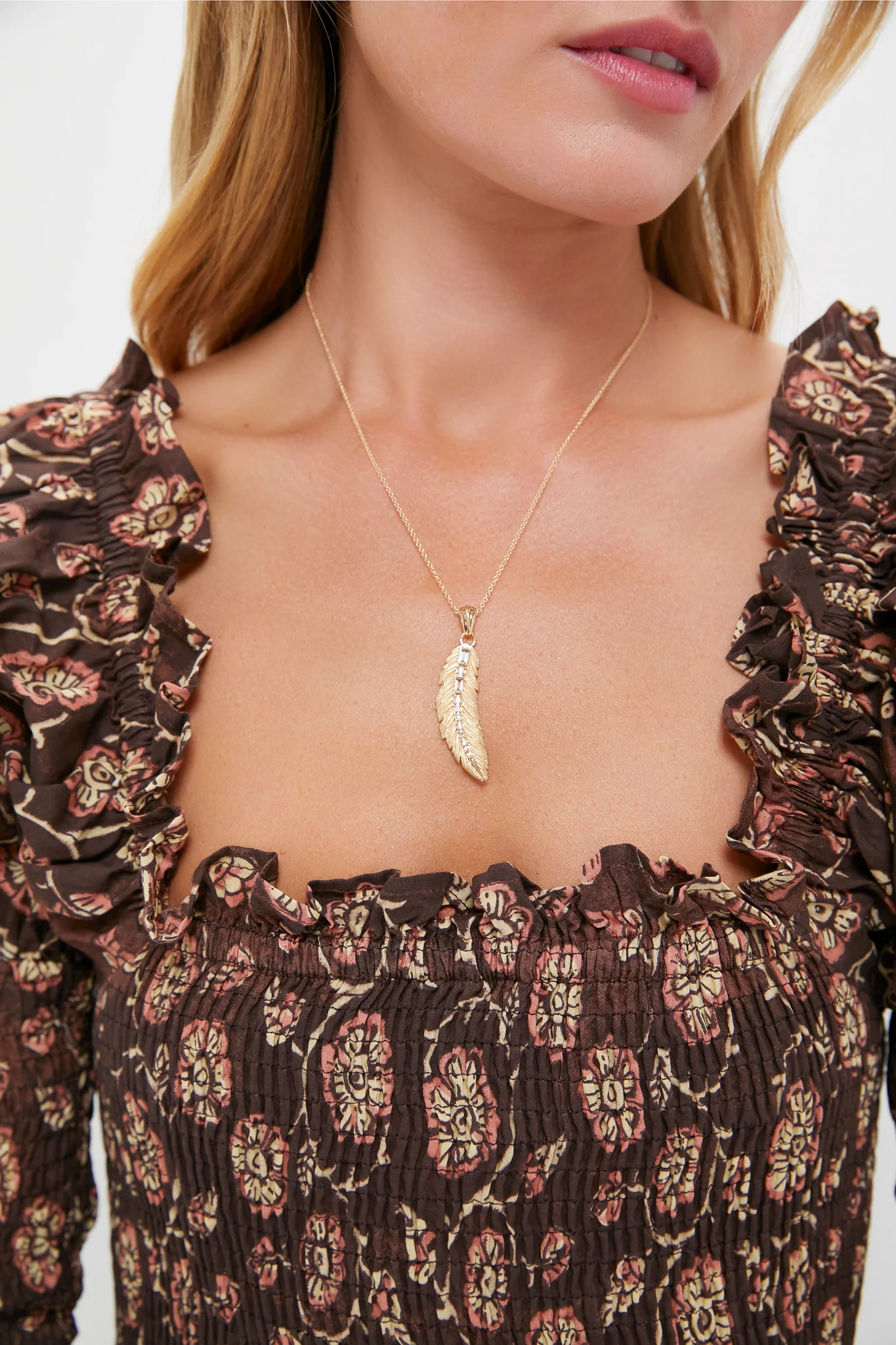 Gold Lucky Feather Pendant - Image 2