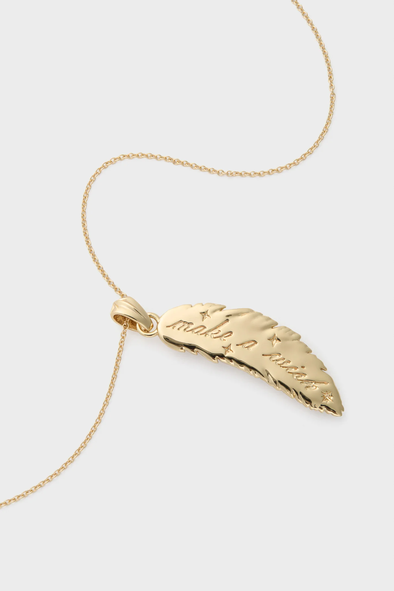 Gold Lucky Feather Pendant - Image 4