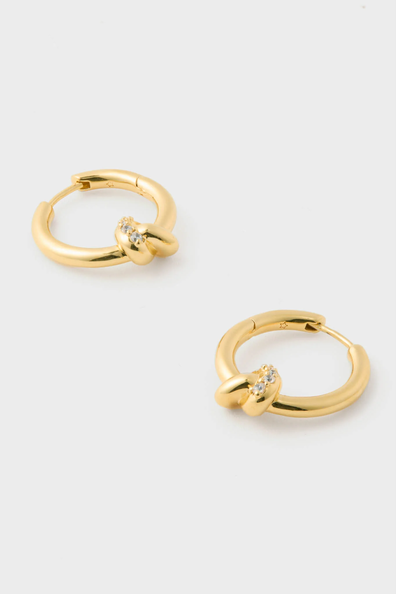 Gold Lucy Williams Pave Knot Small Hoop Earrings - Image 4