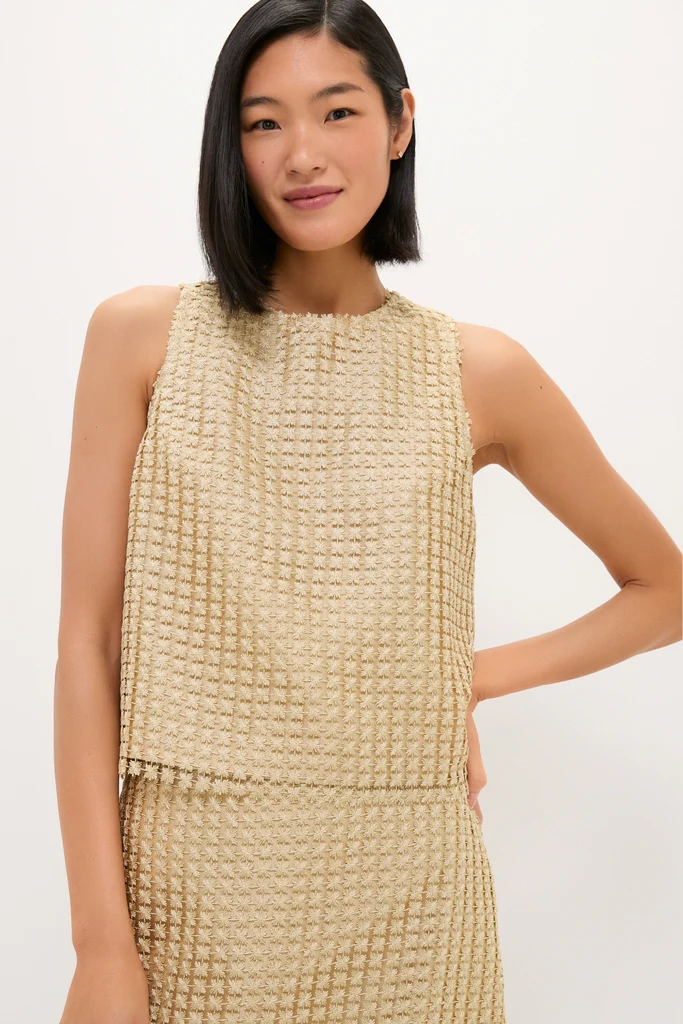 Gold Metallic Star Lace Keating Top