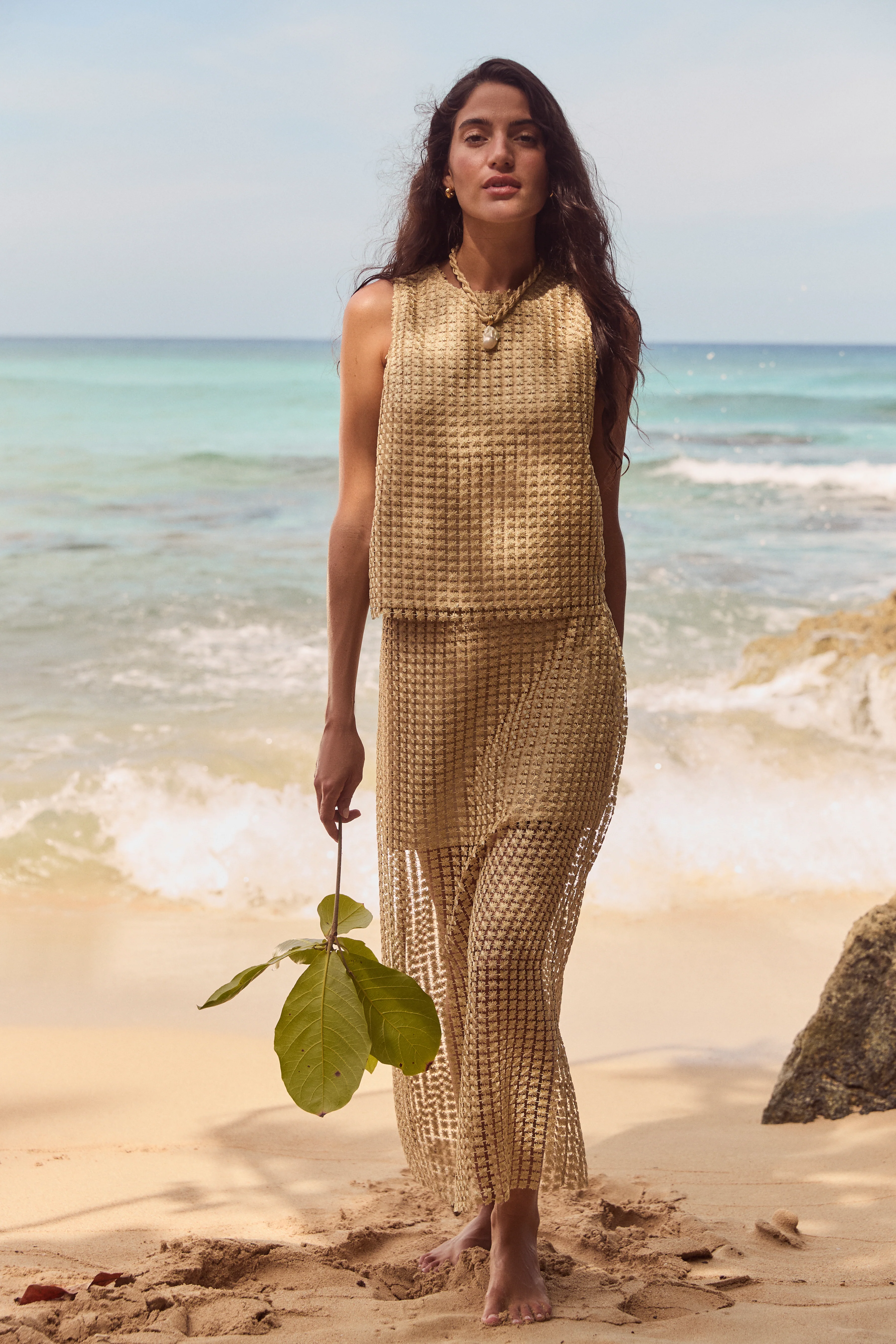 Gold Metallic Star Lace Keating Top - Image 2