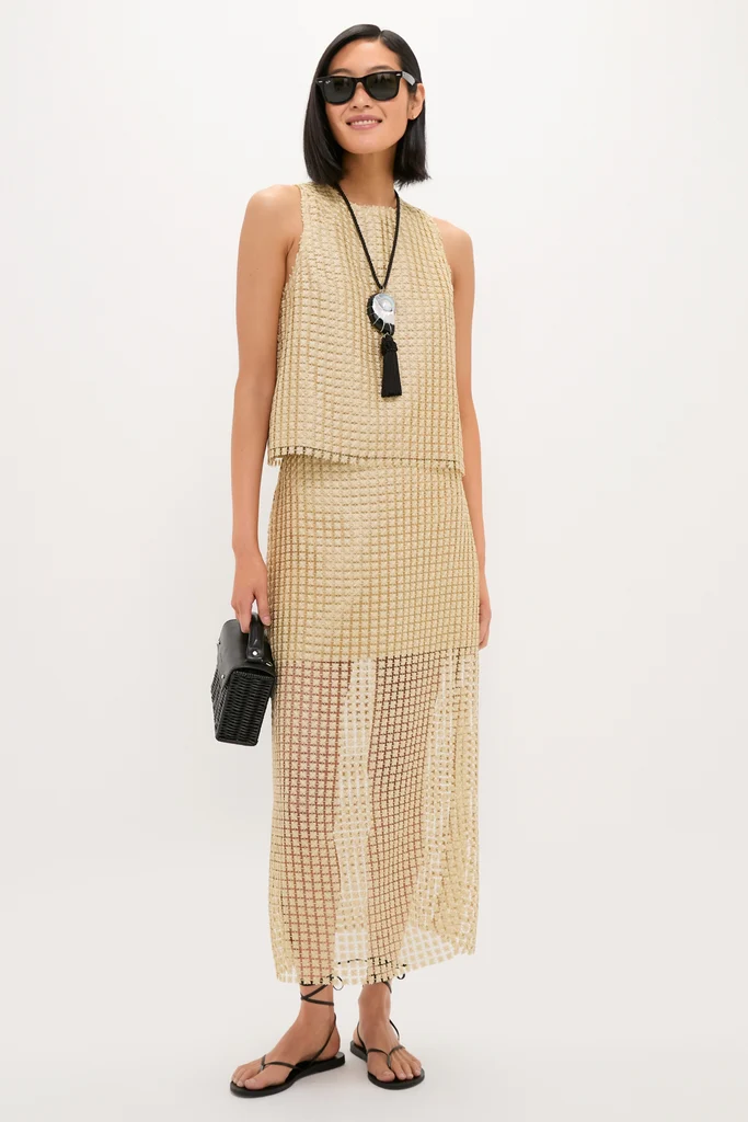 Gold Metallic Star Lace Keating Top - Image 3