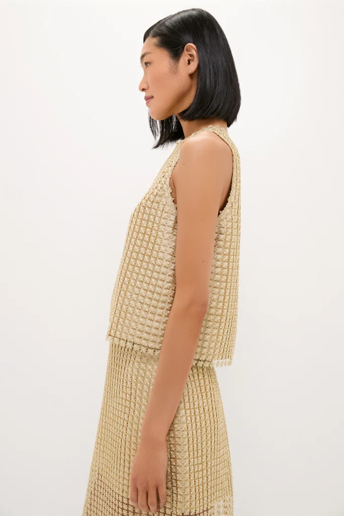 Gold Metallic Star Lace Keating Top - Image 4