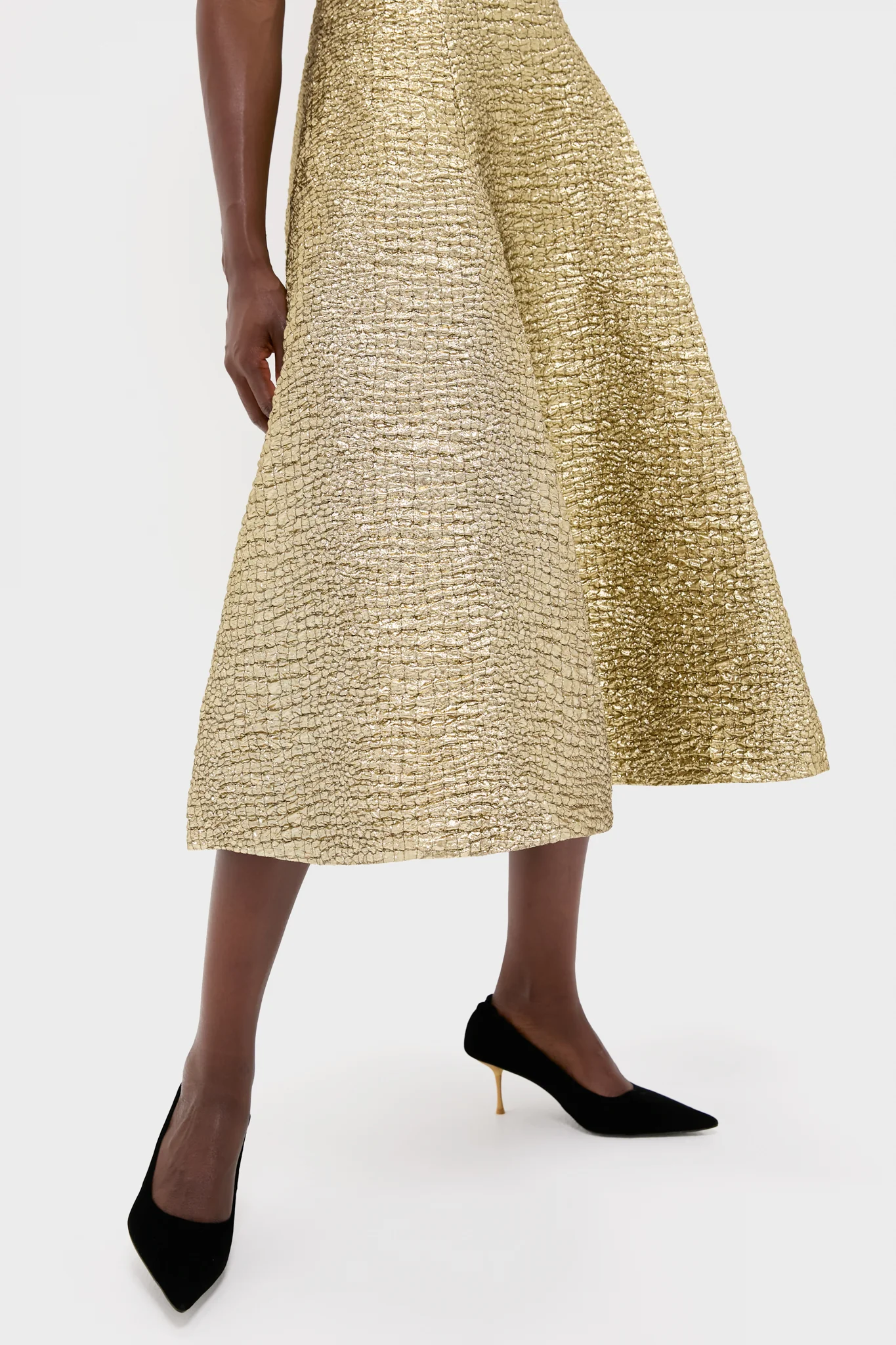 Gold Metallic Seersucker Mara Midi Dress - Image 6