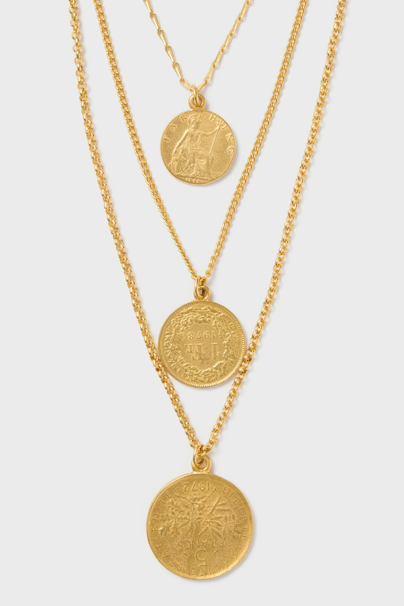 Gold Moroccan Coin Three-Chain Necklace - Image 3
