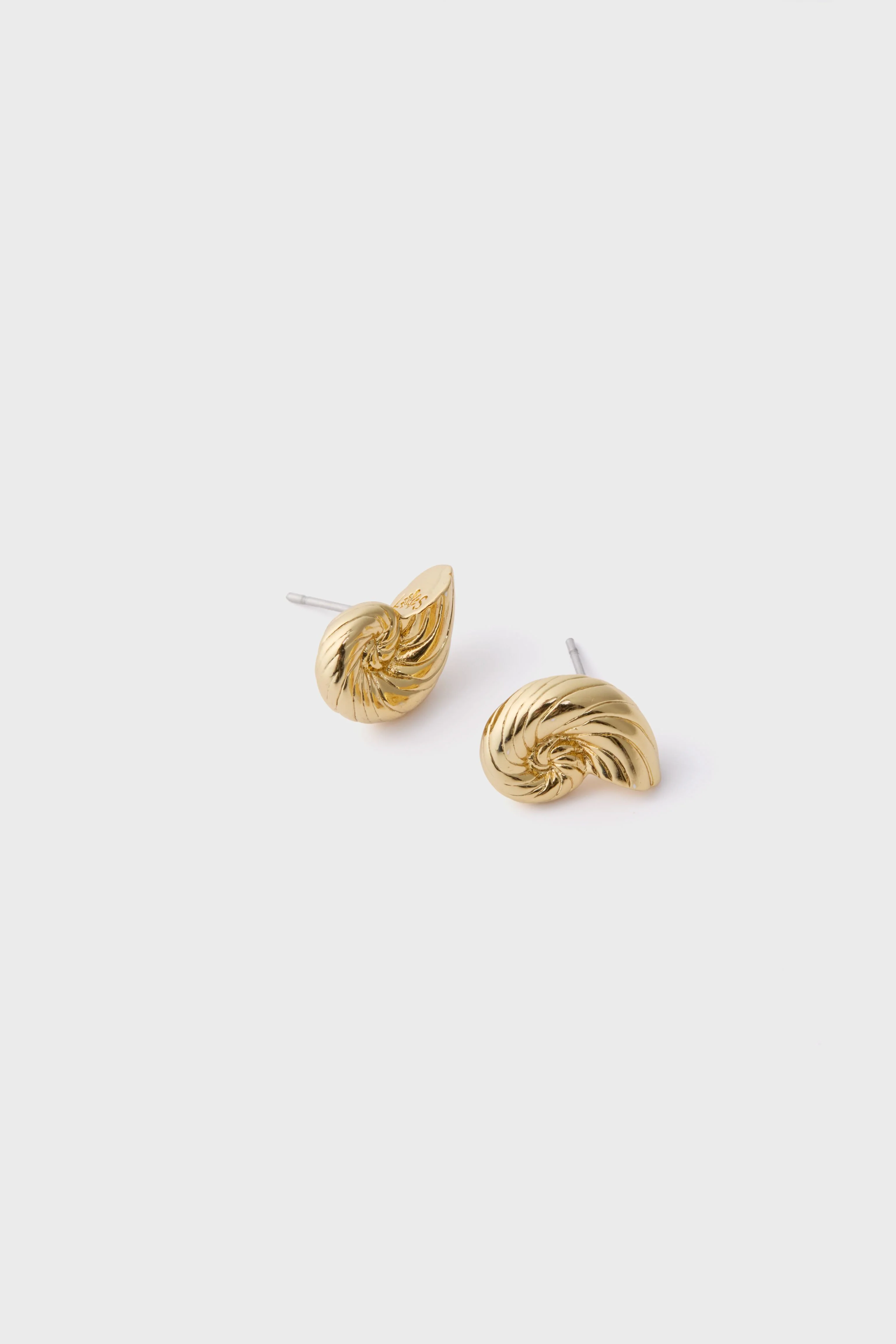 Gold Nautilus Shell Stud Earrings - Image 4