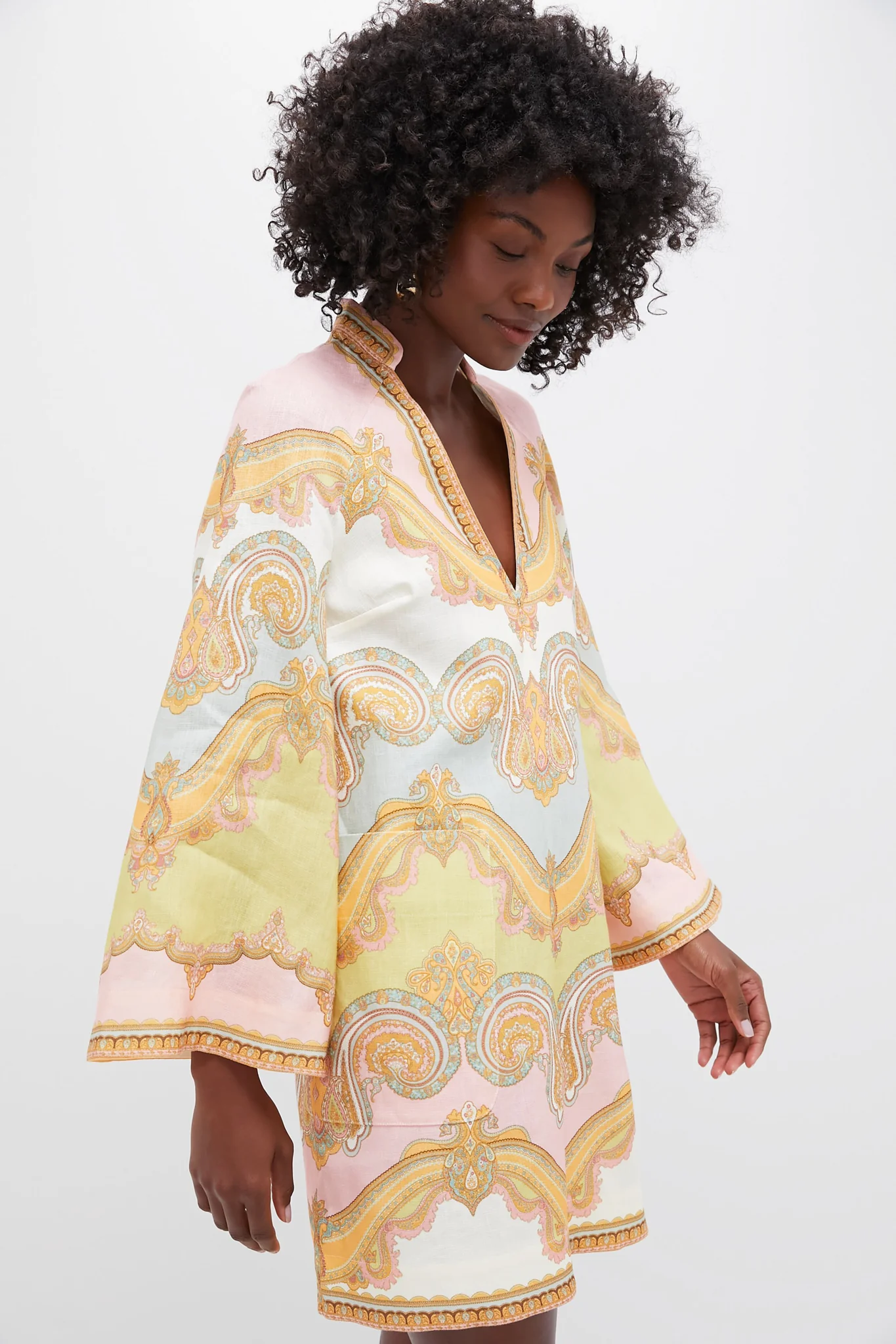 Gold Paisley Maxine Tunic Mini Dress - Image 3