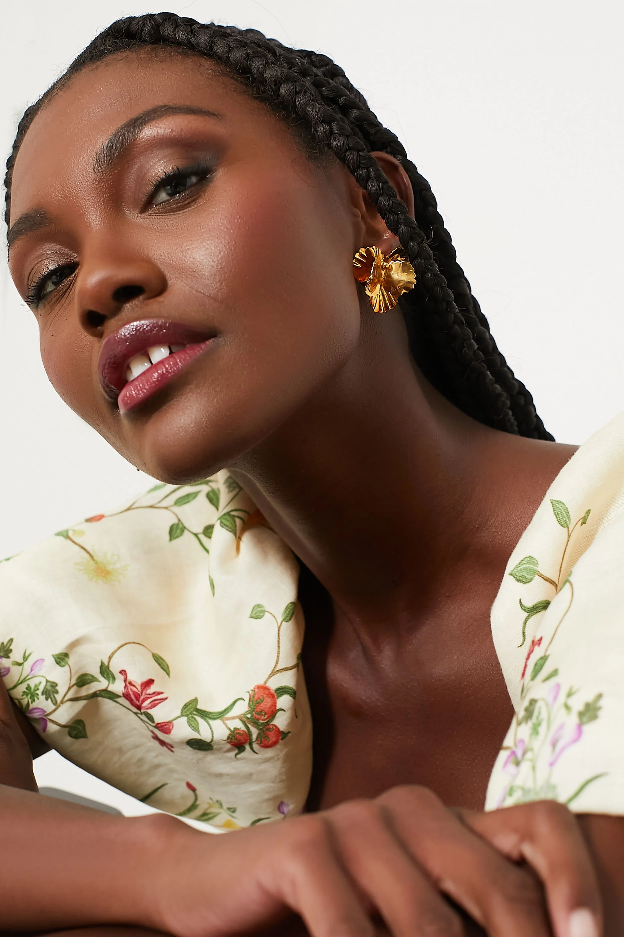 Gold Pansy Earrings - Image 2