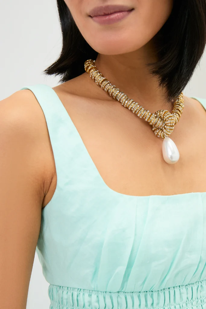 Gold Pearl Drop Necklace - Image 2