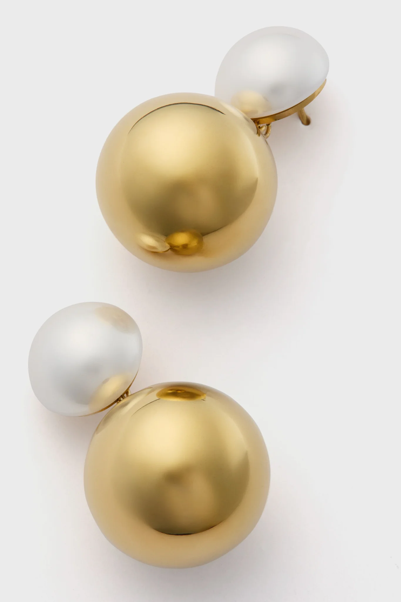 Gold Pearl Sphere Earrings - Image 4