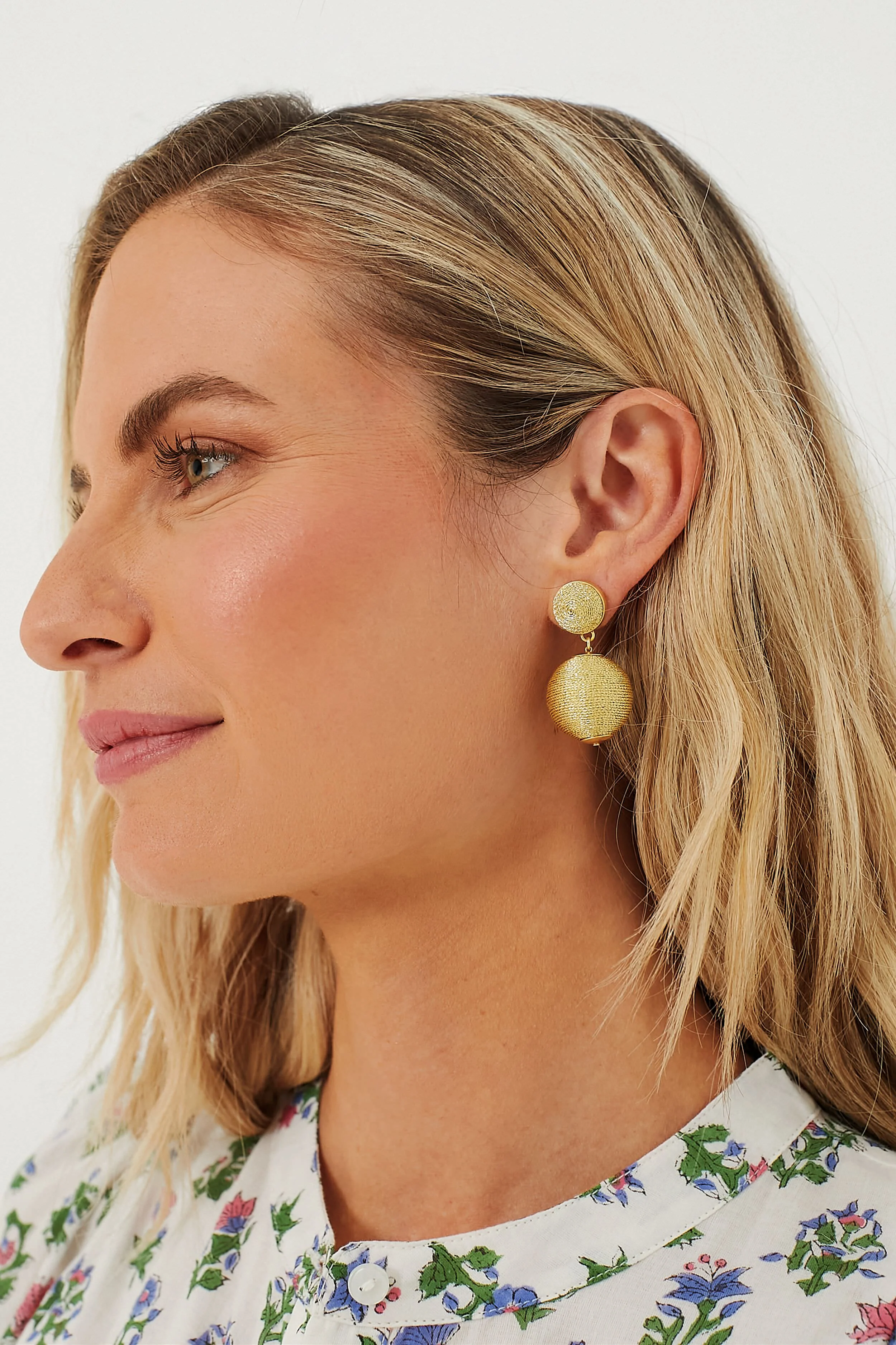 Gold Petite Lantern Earrings - Image 2