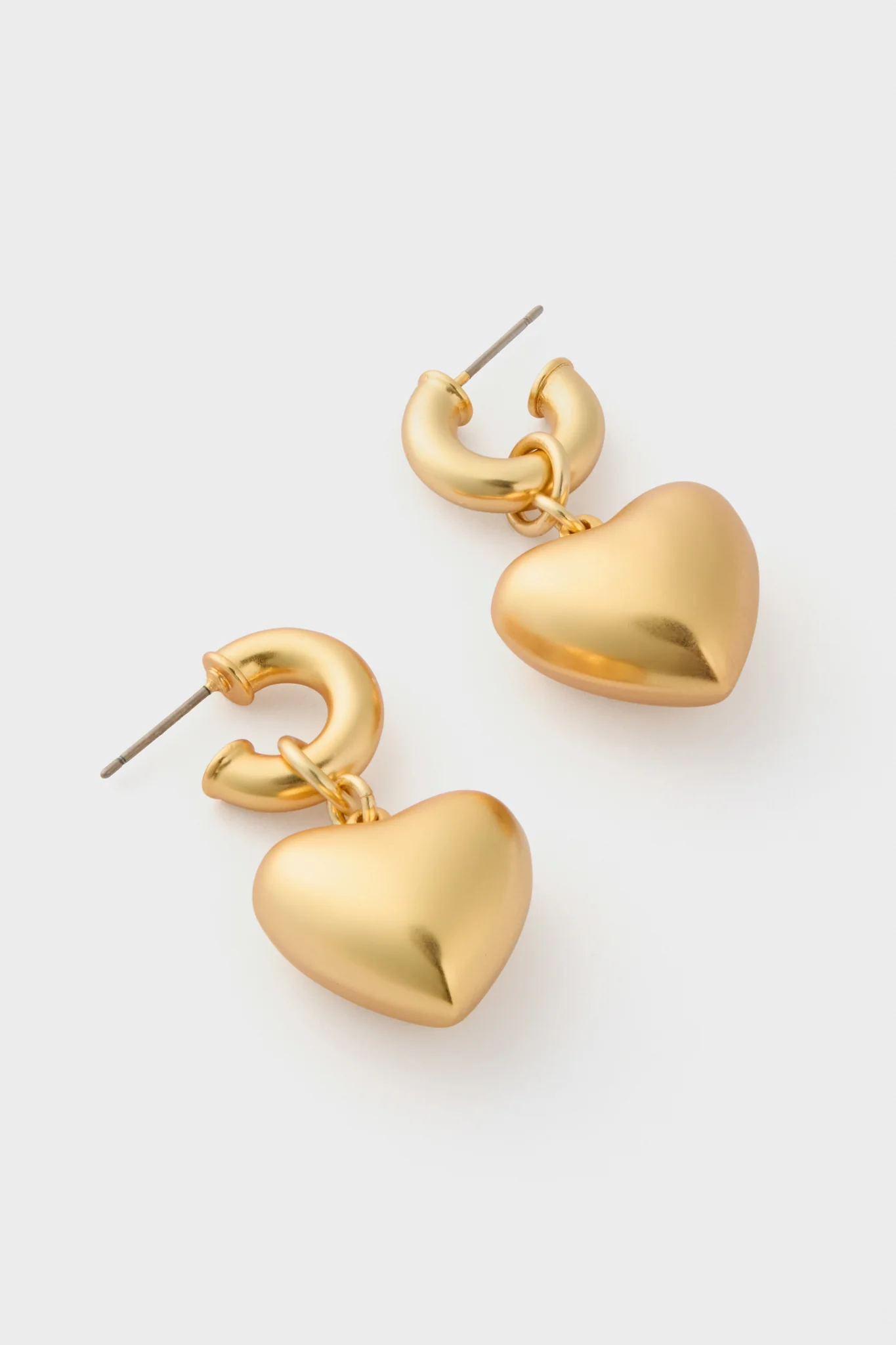 Gold Puffy Heart Earrings - Image 4