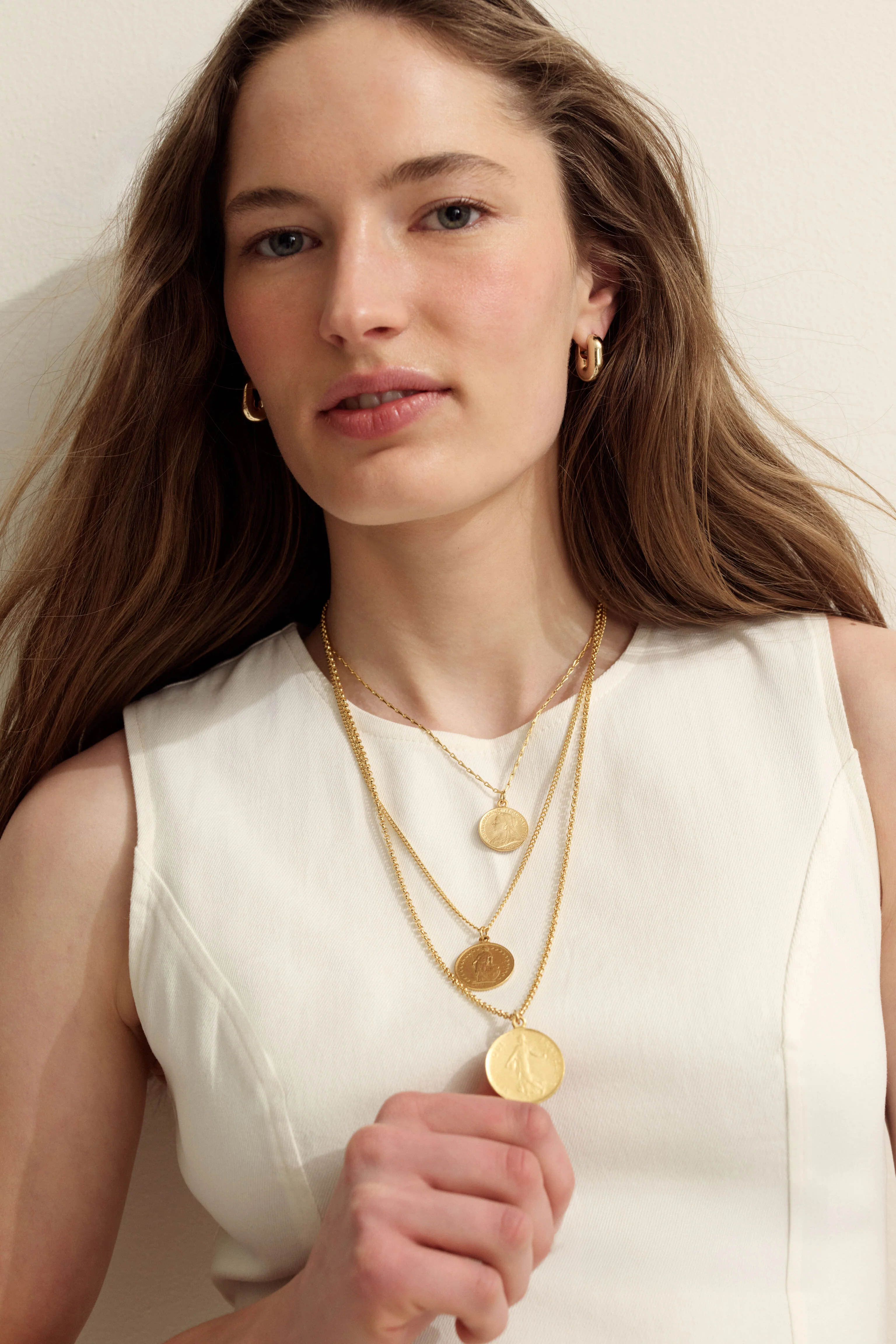 Gold Puffy U-Link Earrings - Image 3