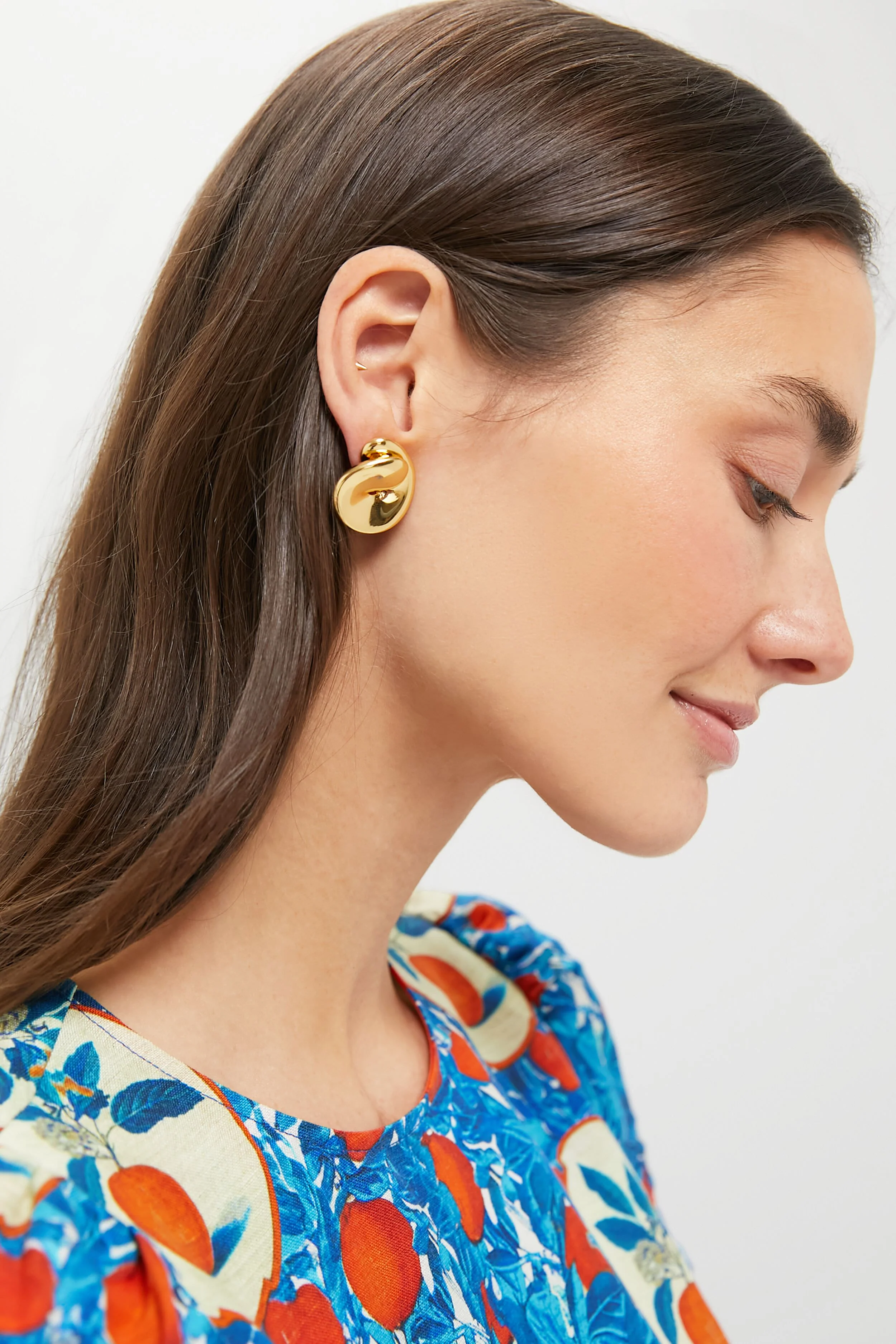 Gold Rio Button Earrings - Image 2