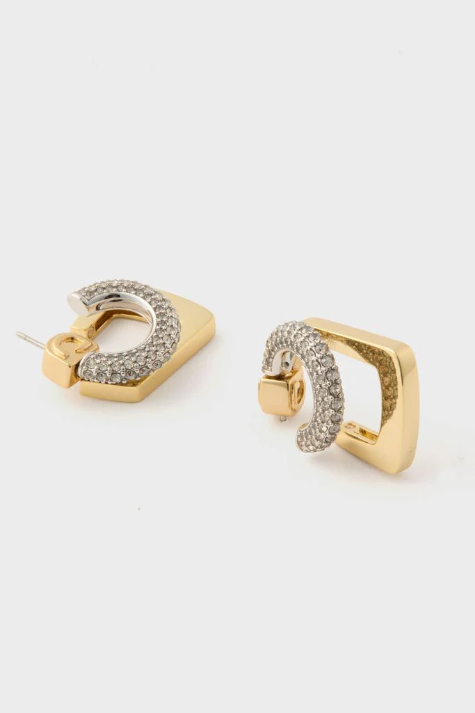 Gold, Silver and Crystal Tina Mini Pave Earrings - Image 4