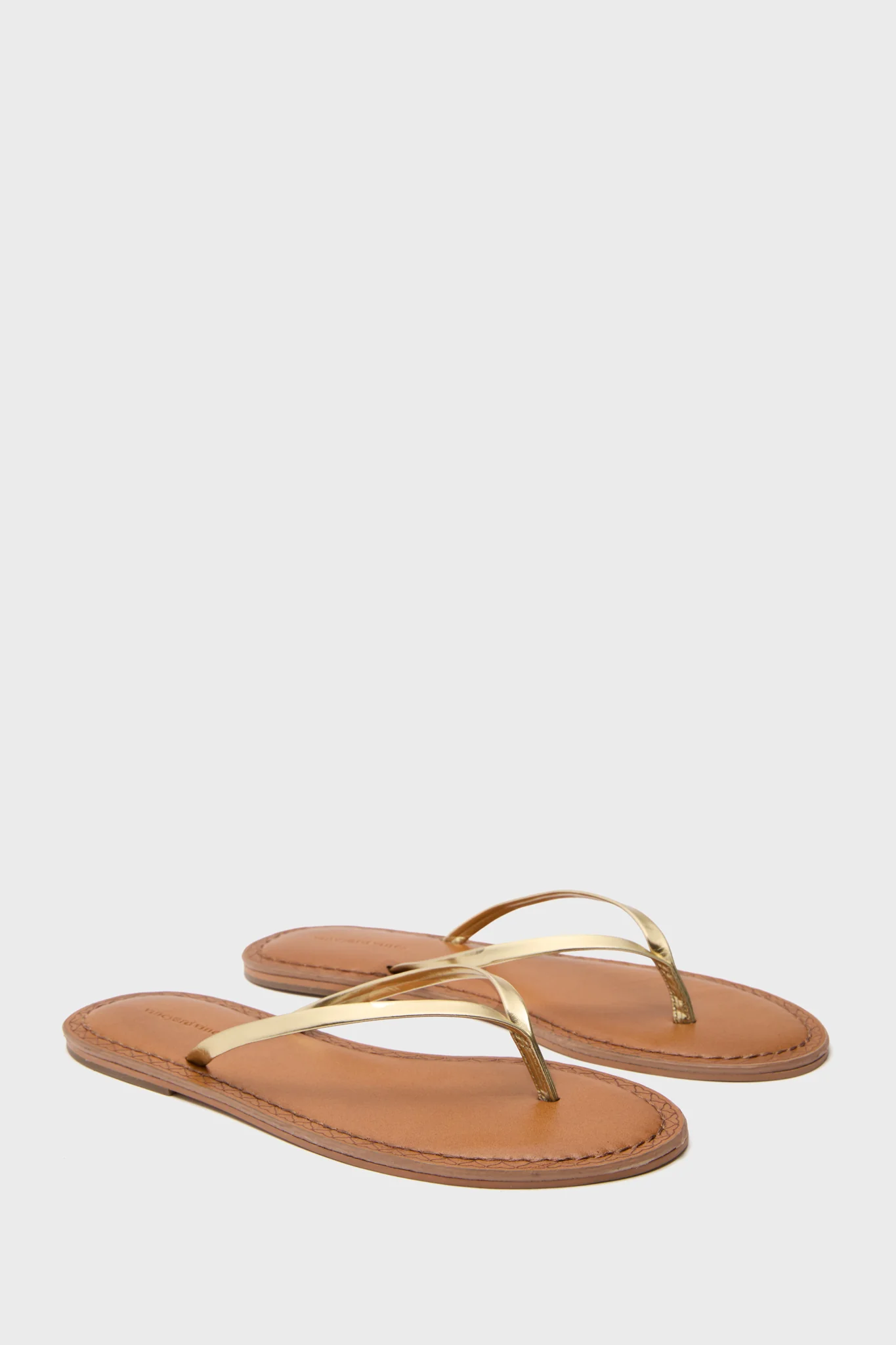 Gold Skinny Strap Flip Flops - Image 4
