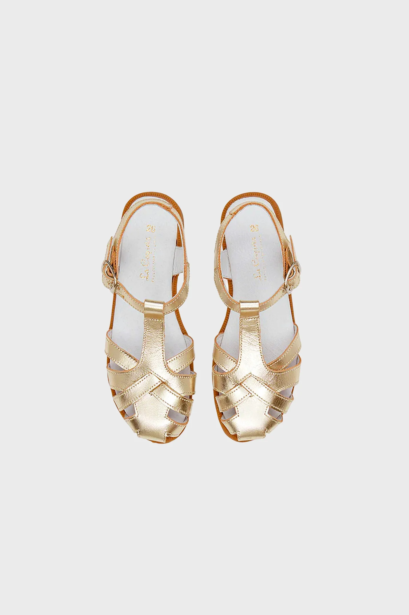 Gold Sofia Leather Girl Sandals - Image 4