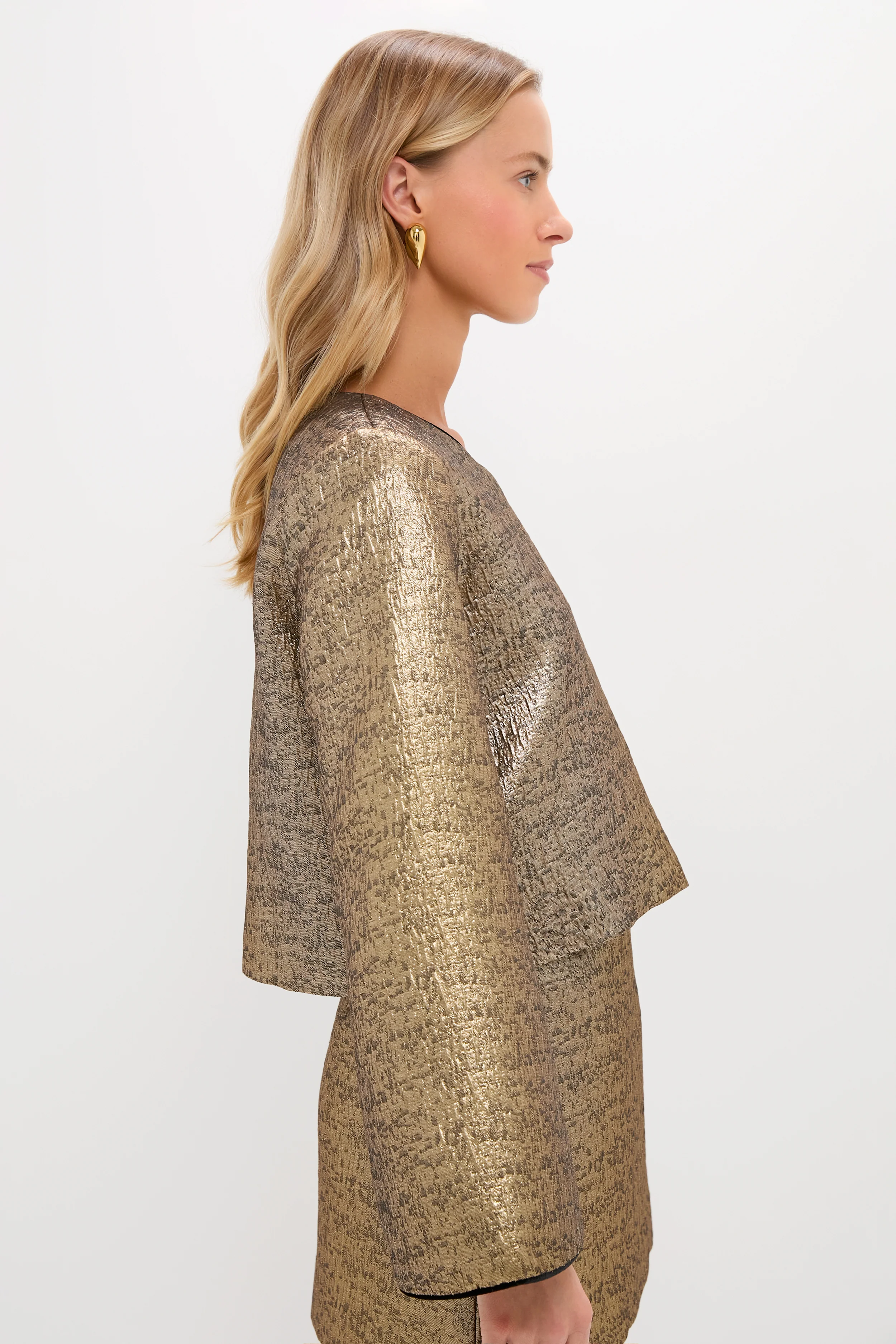Gold Textured Jacquard Maxine Top - Image 3