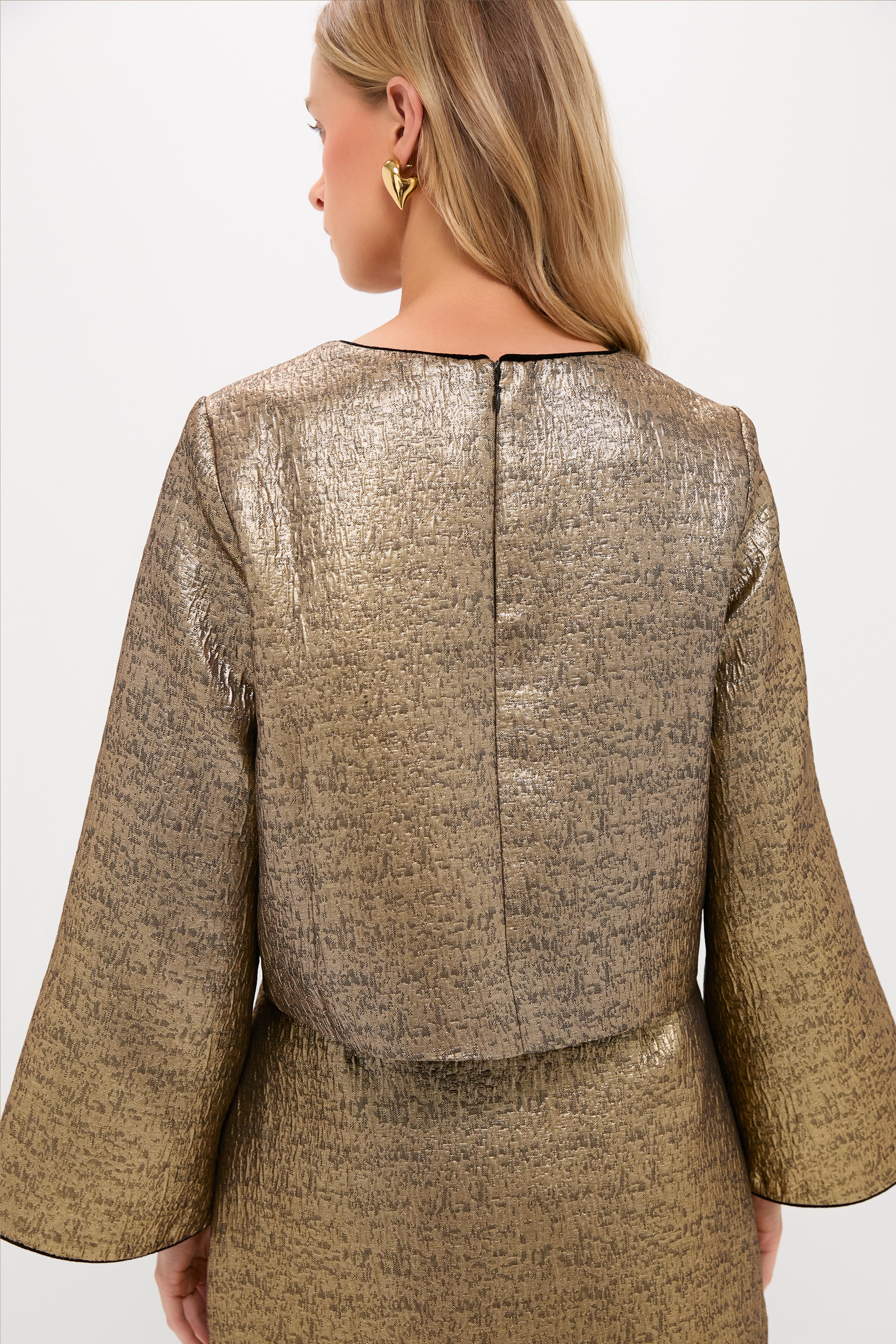 Gold Textured Jacquard Maxine Top - Image 4
