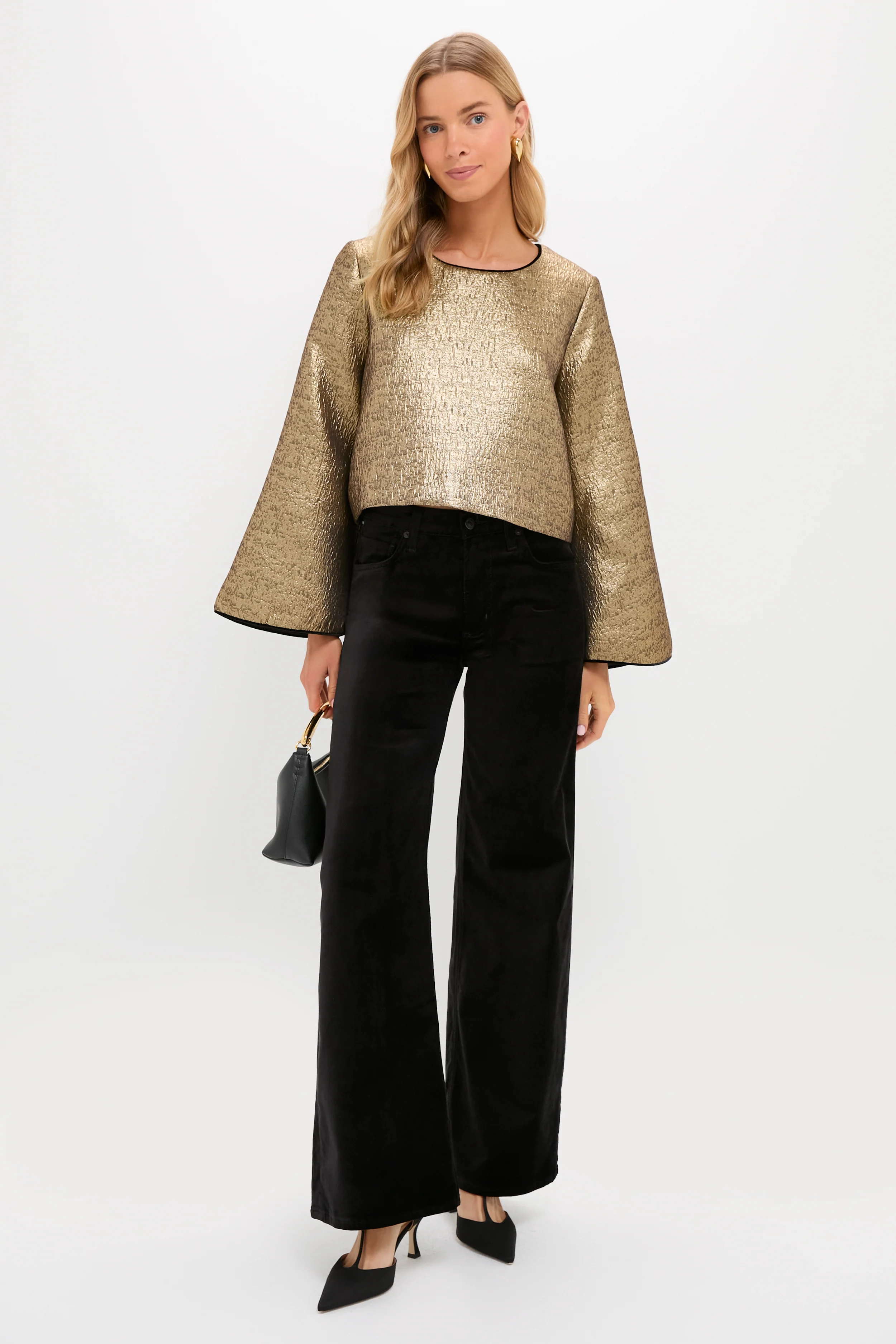 Gold Textured Jacquard Maxine Top - Image 7
