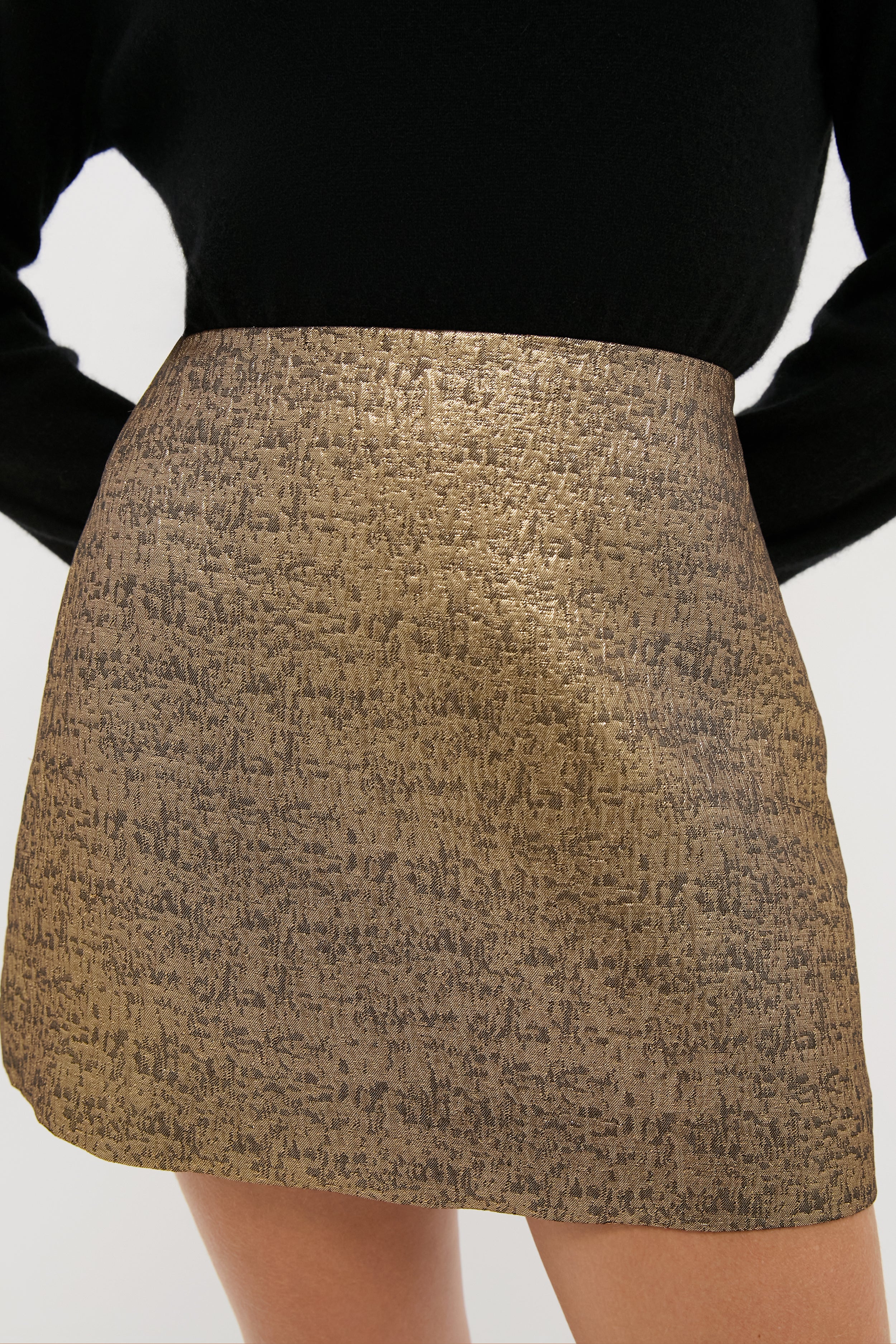 Gold Textured Jacquard Meg Mini Skirt - Image 5