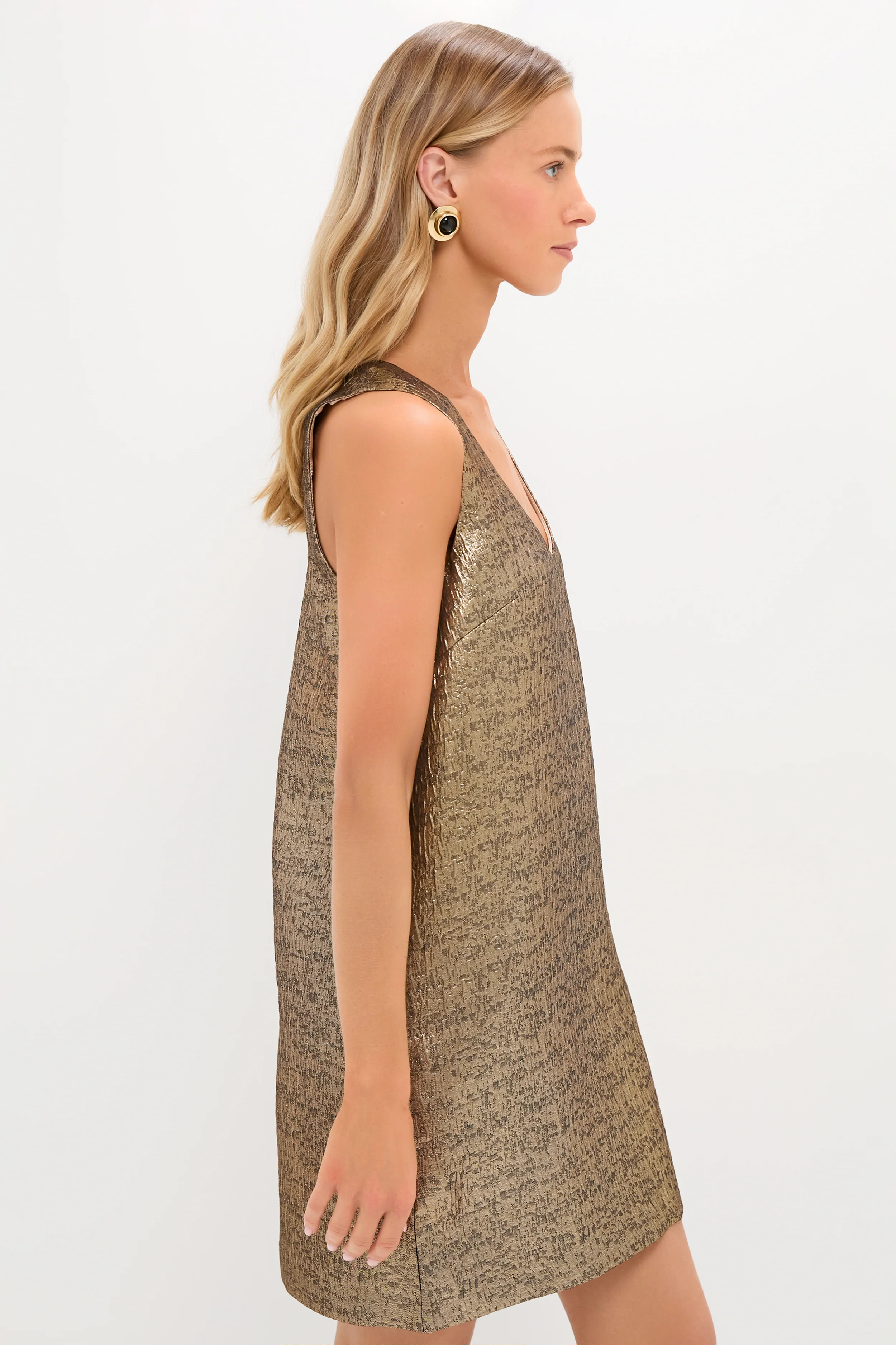 Gold Textured Jacquard Mollie Dress - Image 3