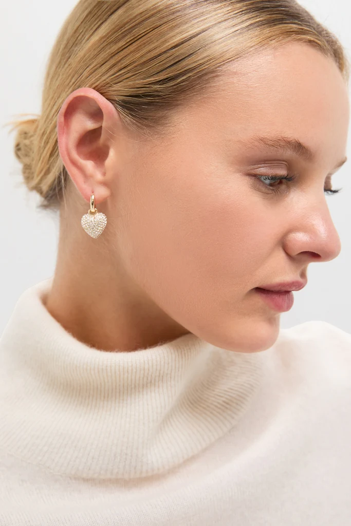 Gold The Mini Pave Puffy Heart Earrings - Image 2