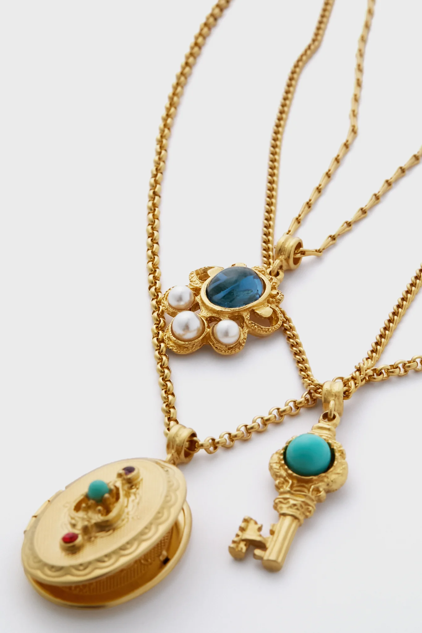 Gold Tiered Pendant Necklace - Image 3
