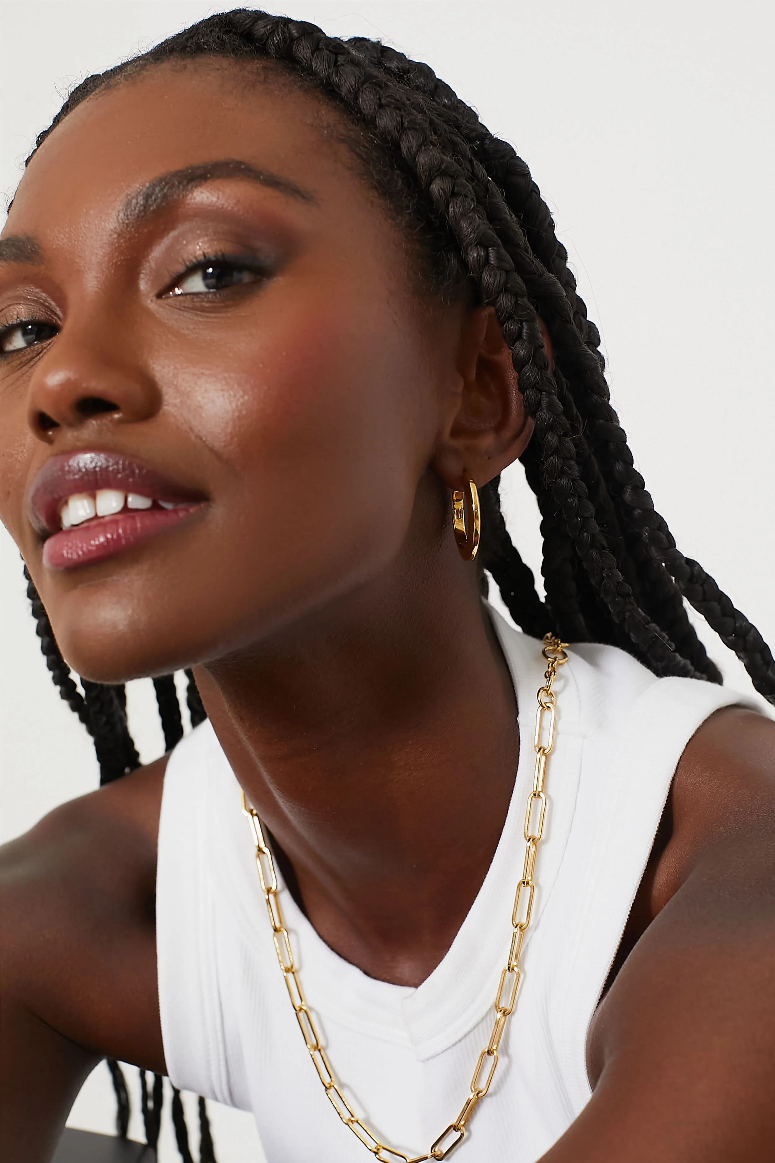 Gold Toni Hinged Hoop Earrings - Image 2