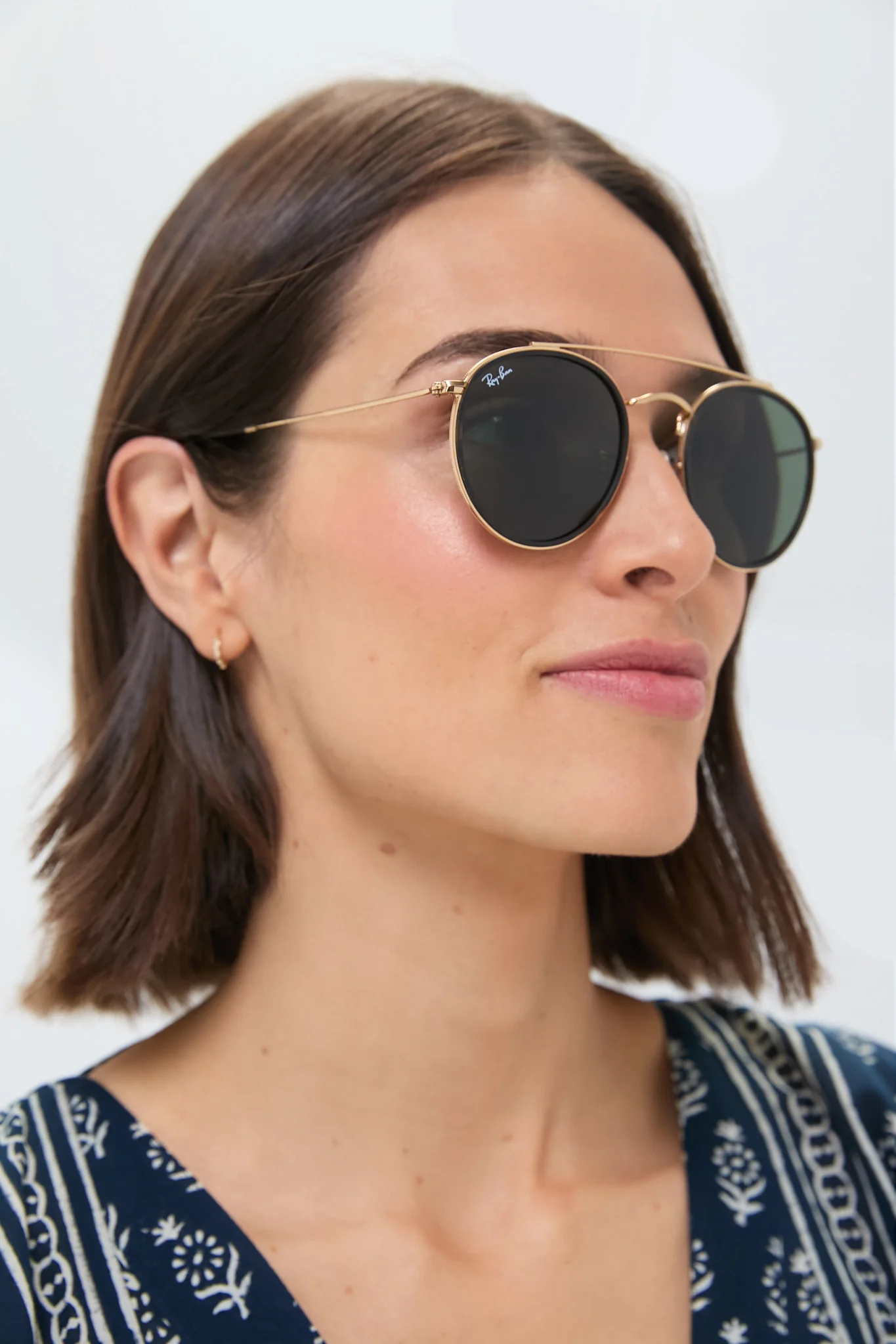 Gold Tortoise Arista Round Sunglasses - Image 2