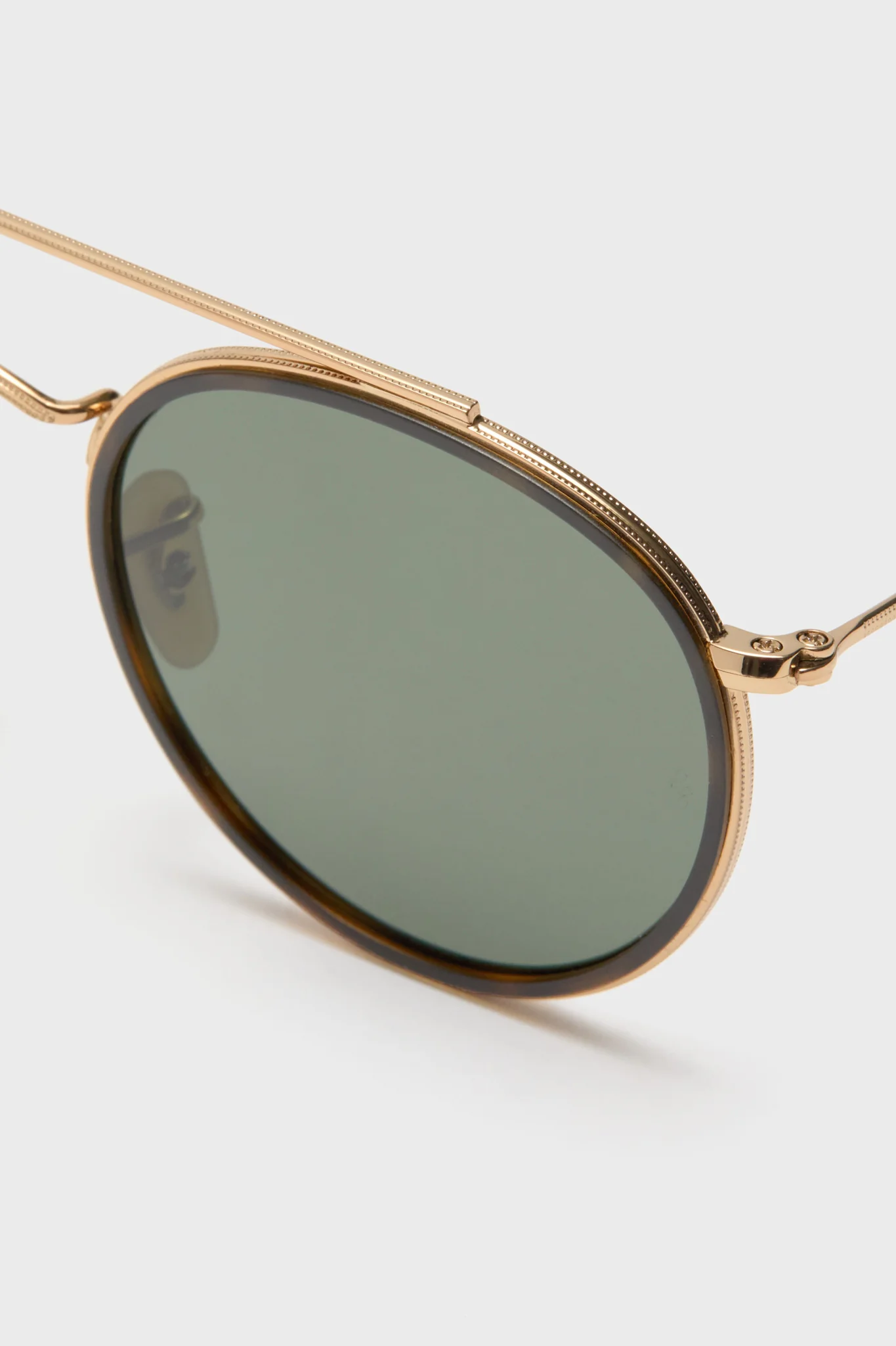Gold Tortoise Arista Round Sunglasses - Image 5