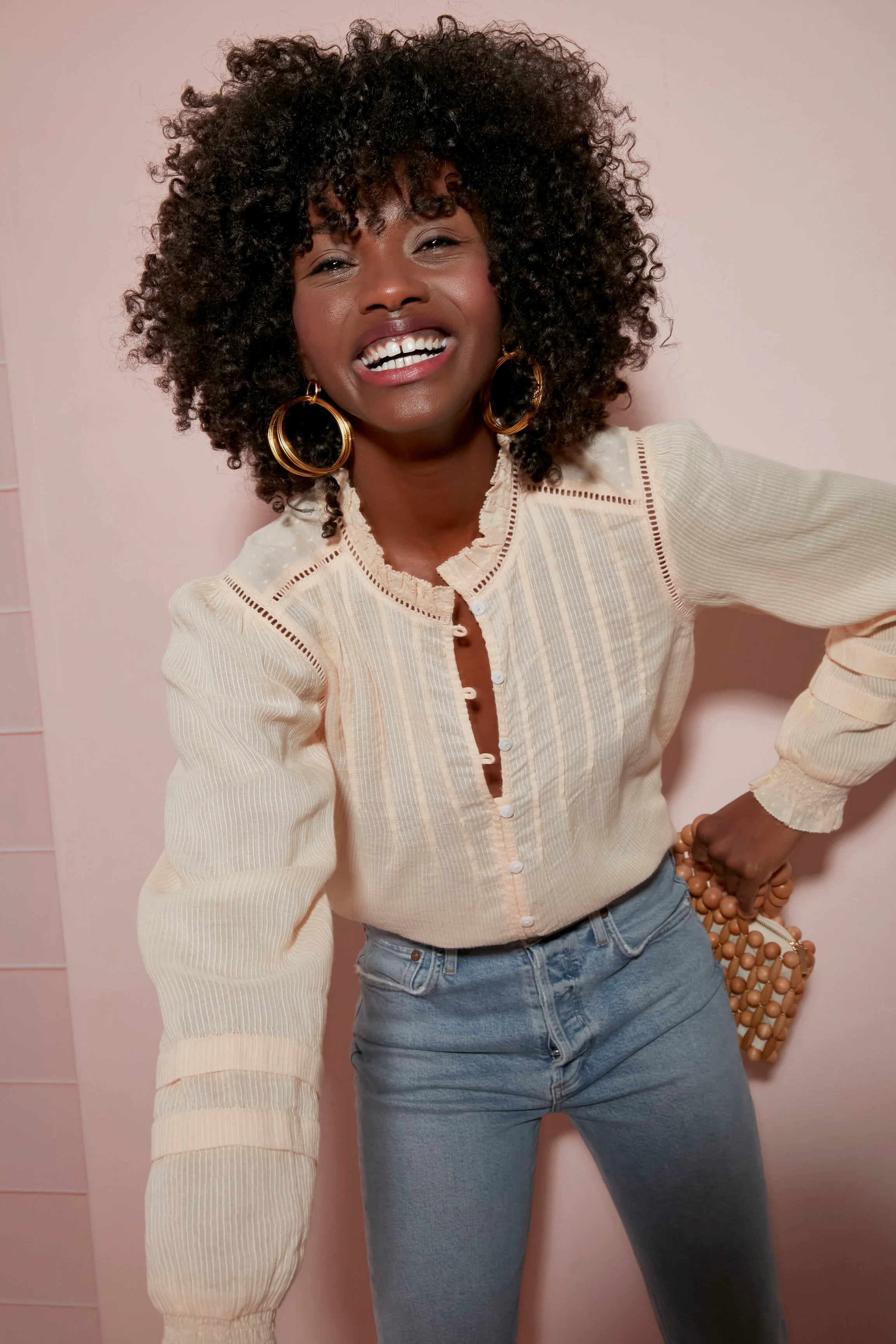 Gold Wire Hoop Earrings - Image 3