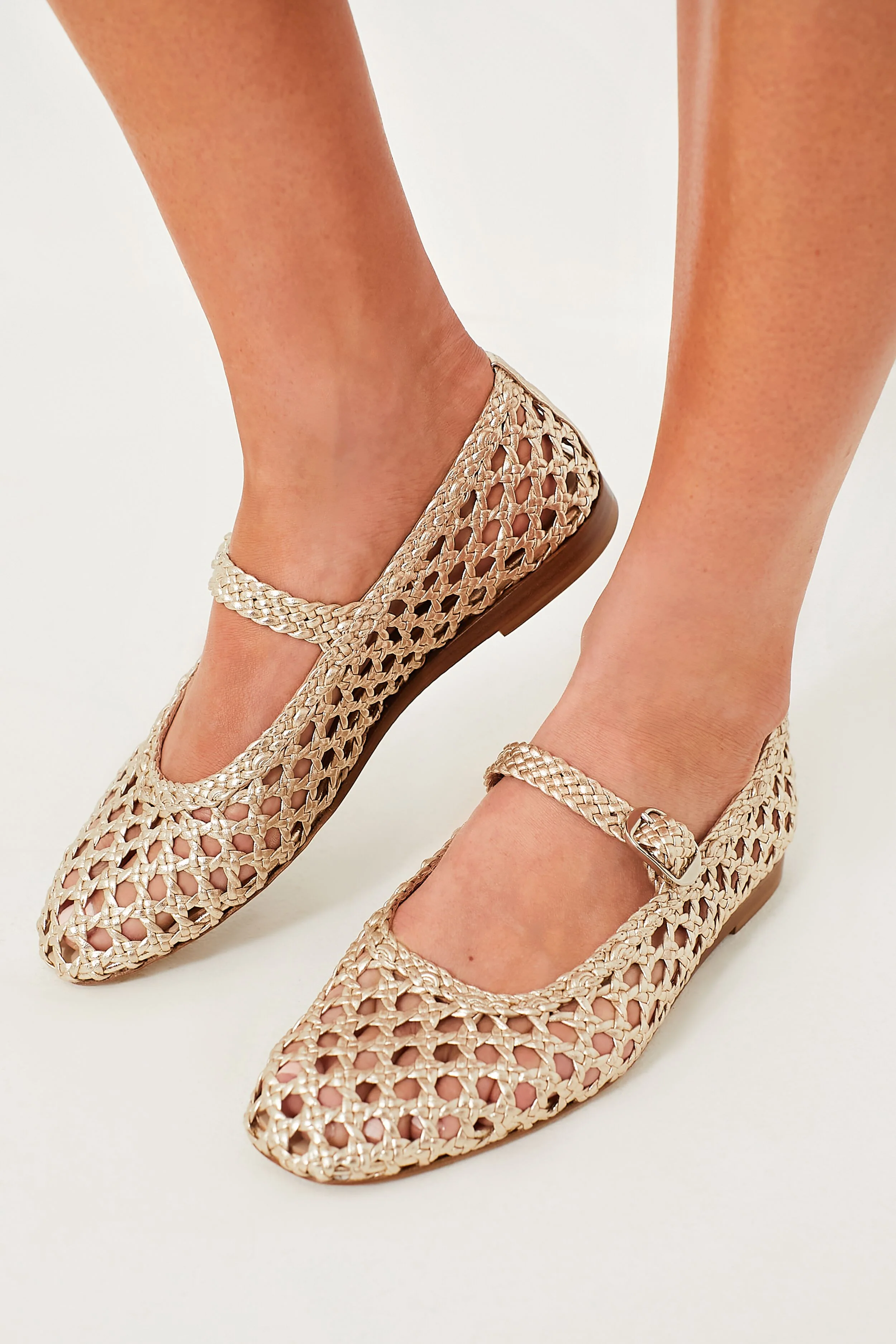 Gold Woven Mary Jane Flats - Image 2