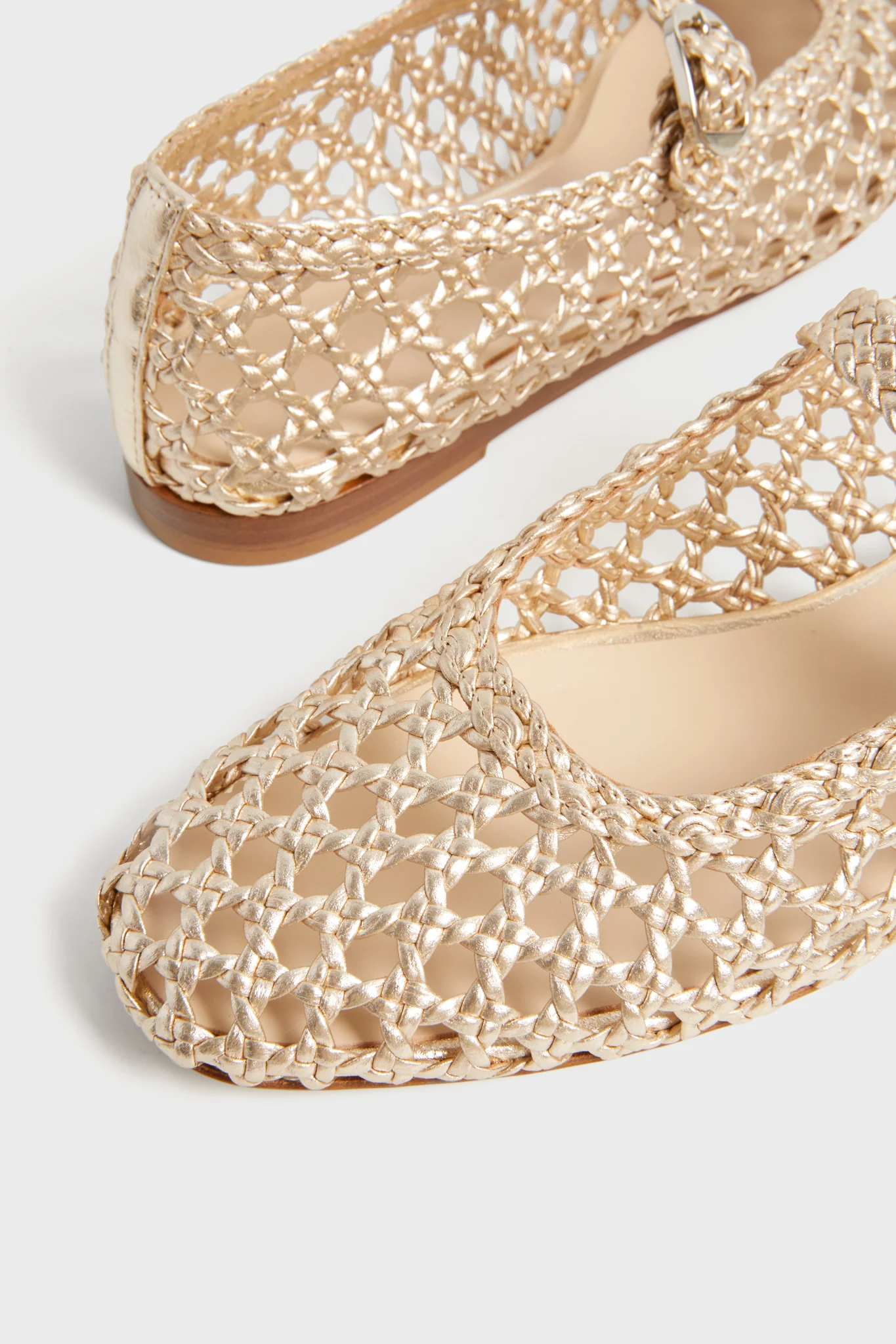 Gold Woven Mary Jane Flats - Image 5