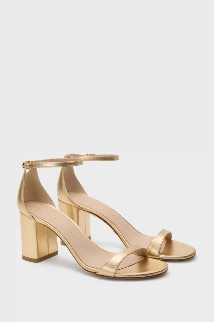 Golden Liquid Metallic Nudist 75 Block Heels - Image 4