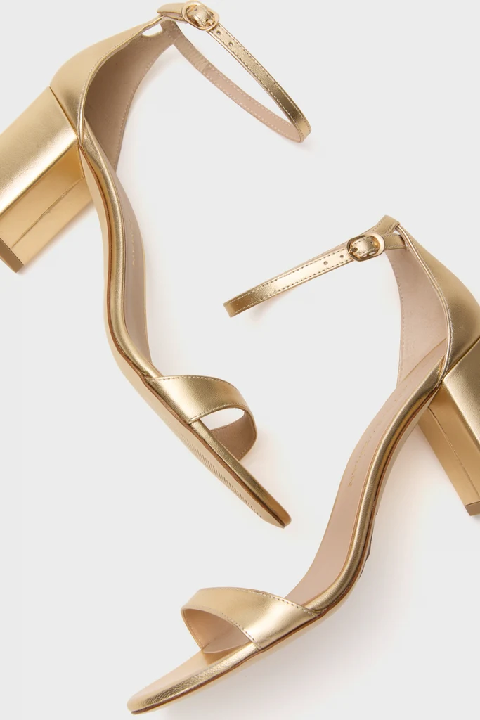 Golden Liquid Metallic Nudist 75 Block Heels - Image 5