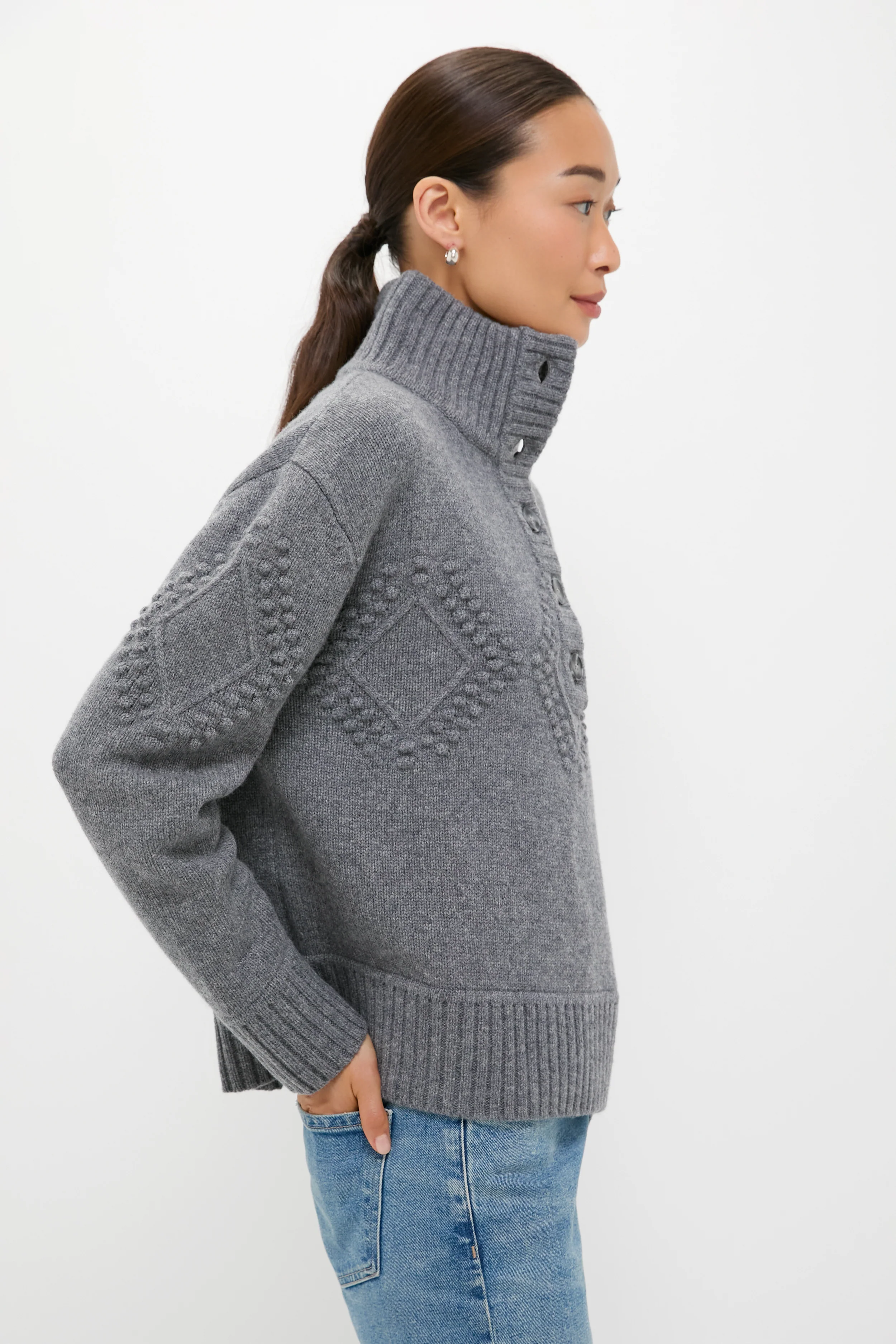 Gray Henry Button-Up Sweater - Image 3